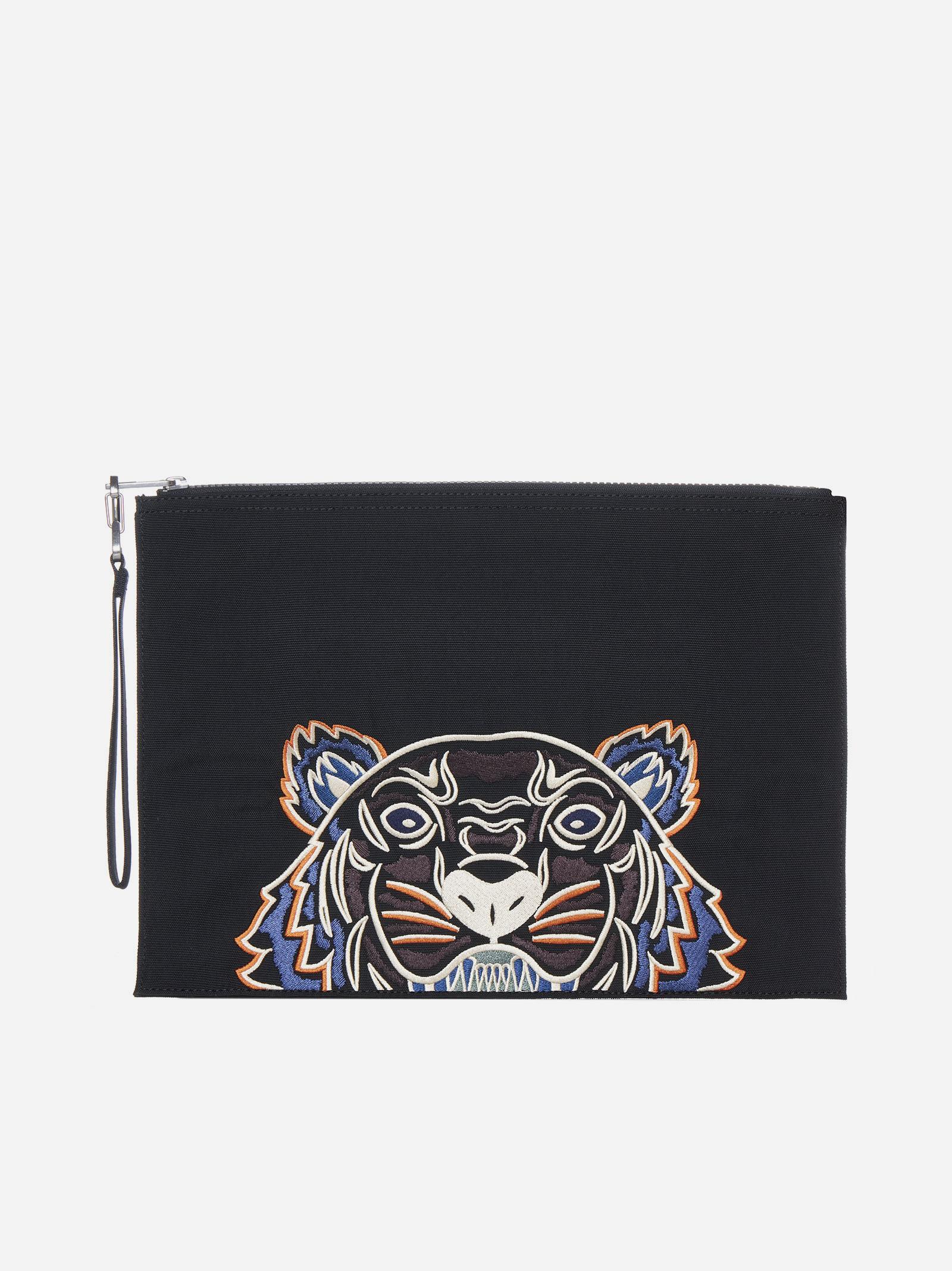 KENZO Logo And Tiger Nylon-blend Pouch in Black | Lyst