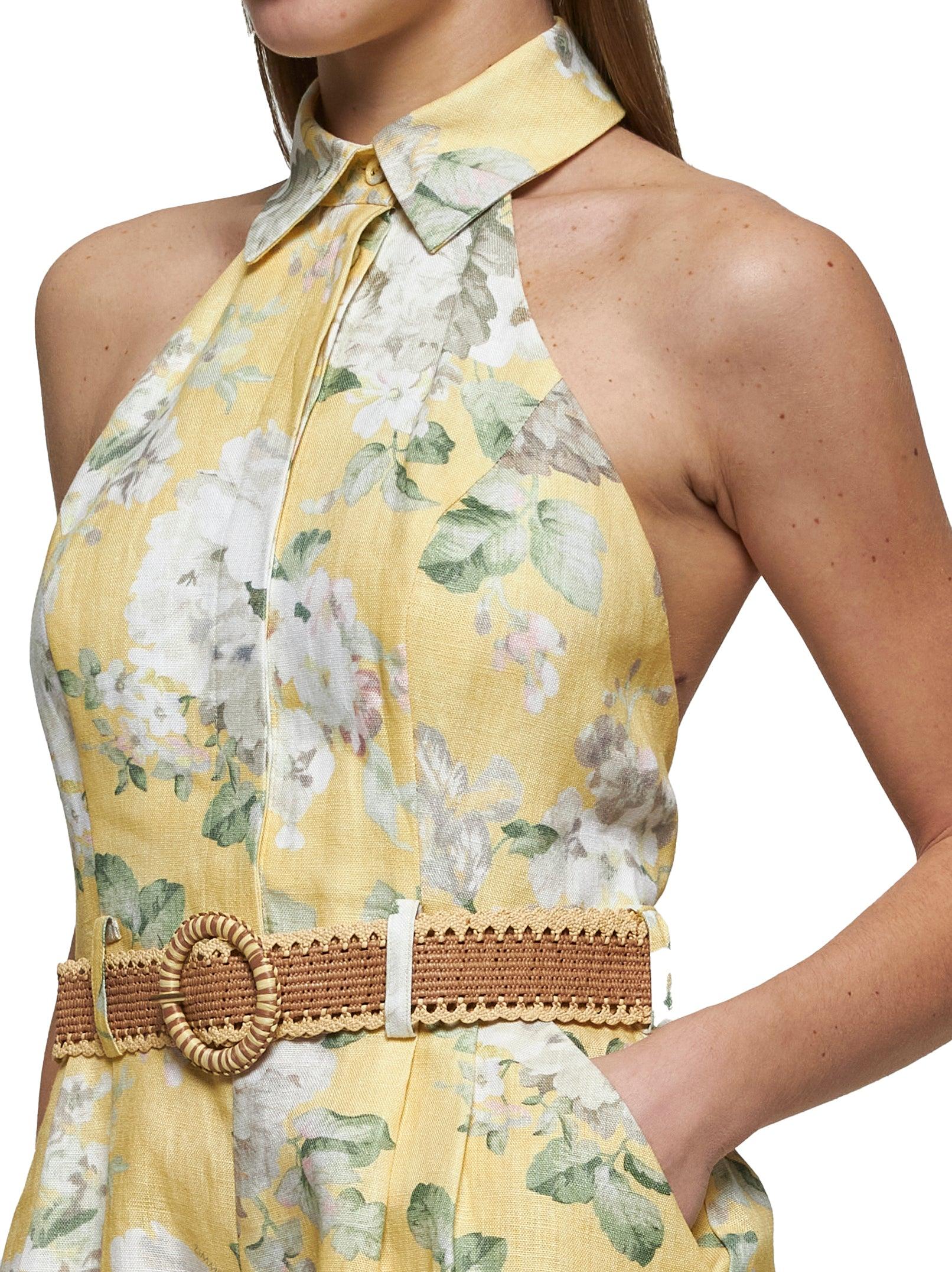 【Zimmermann】Acacia floral halterneck linen romper Zimmermann Acacia Floral Halter Romper | Saks Fifth Avenue