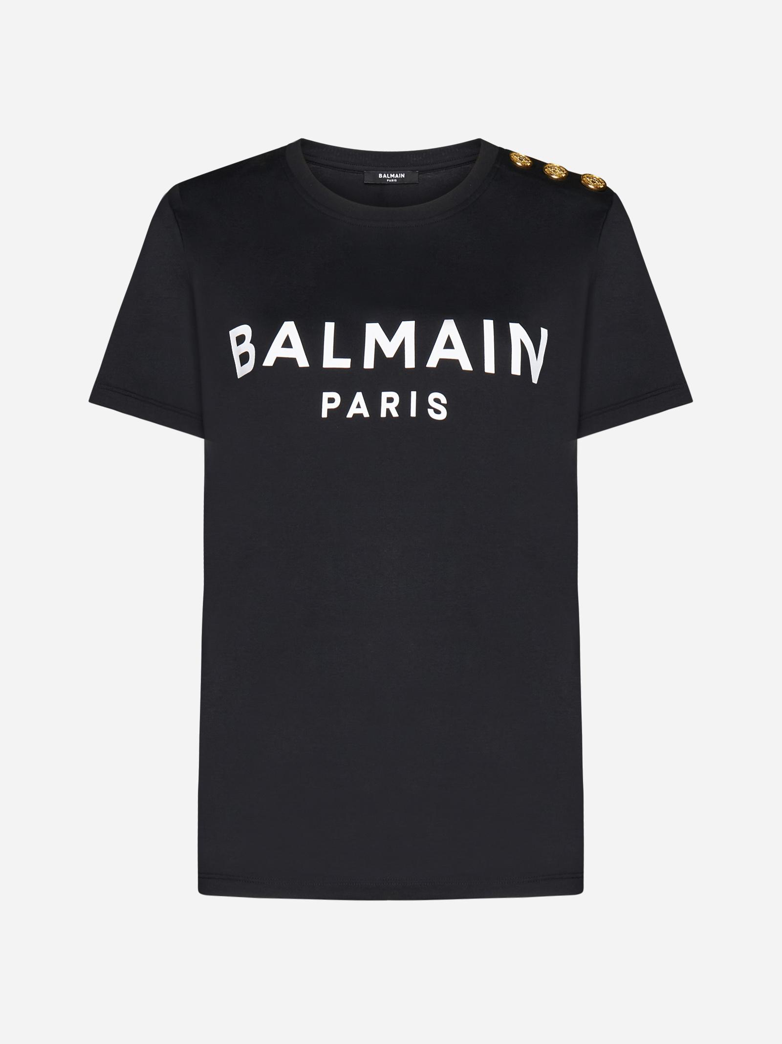 BALMAIN - T-shirt Cropped In Cotone Con Logo