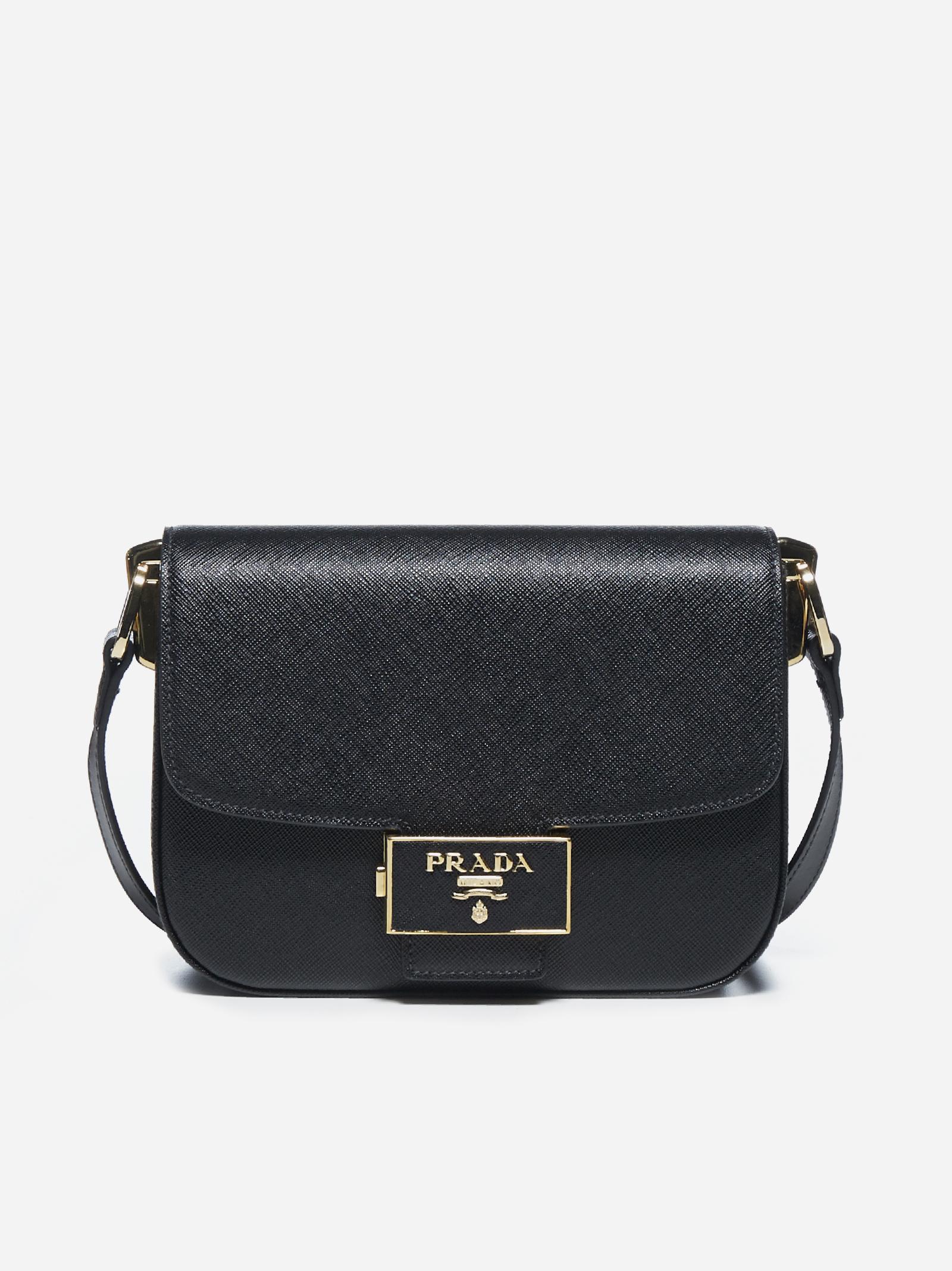 Prada Embleme Saffiano Leather Shoulder Bag in Black Lyst