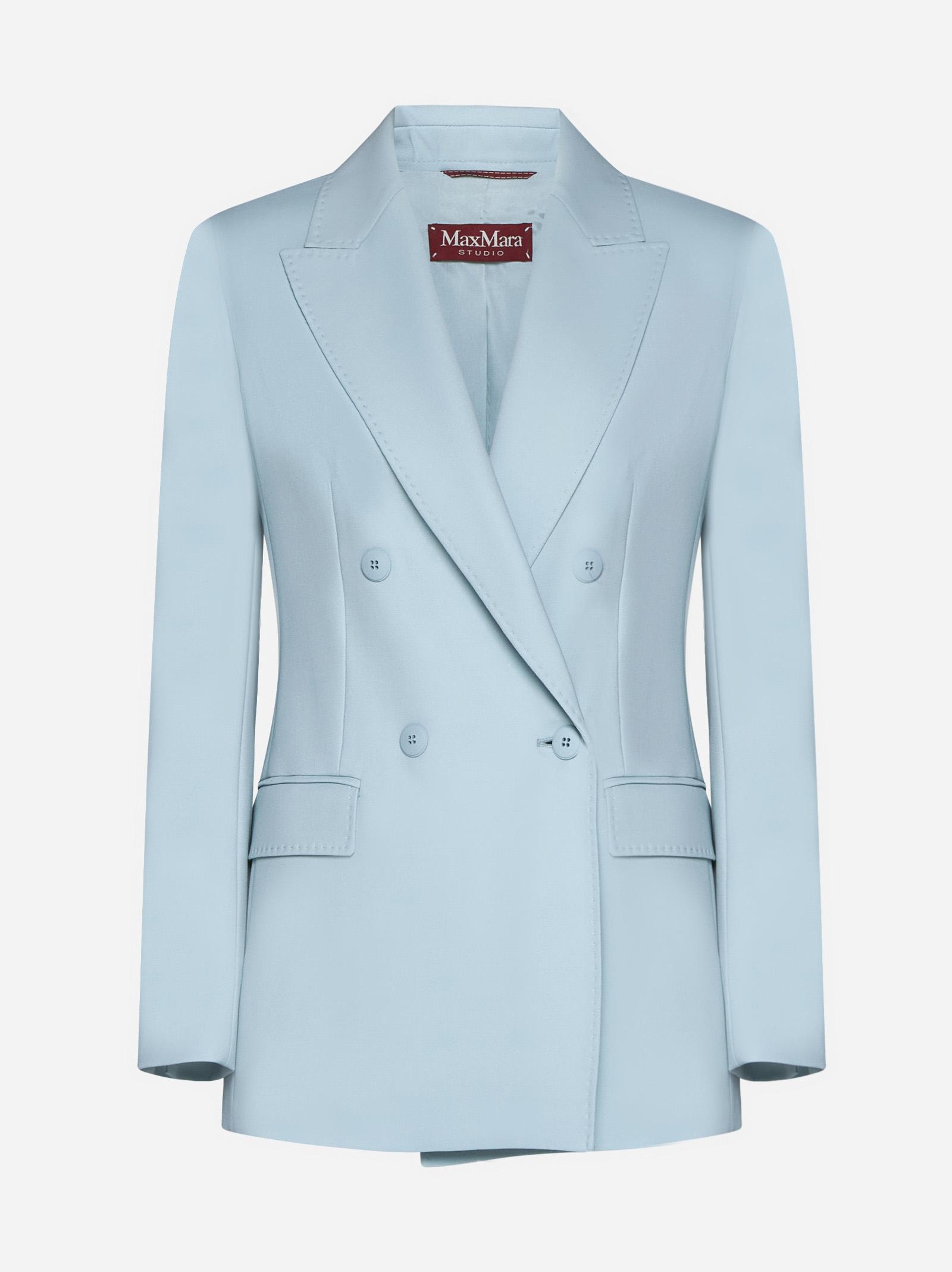 Max Mara Caucaso Wool Double-breasted Blazer in Blue | Lyst