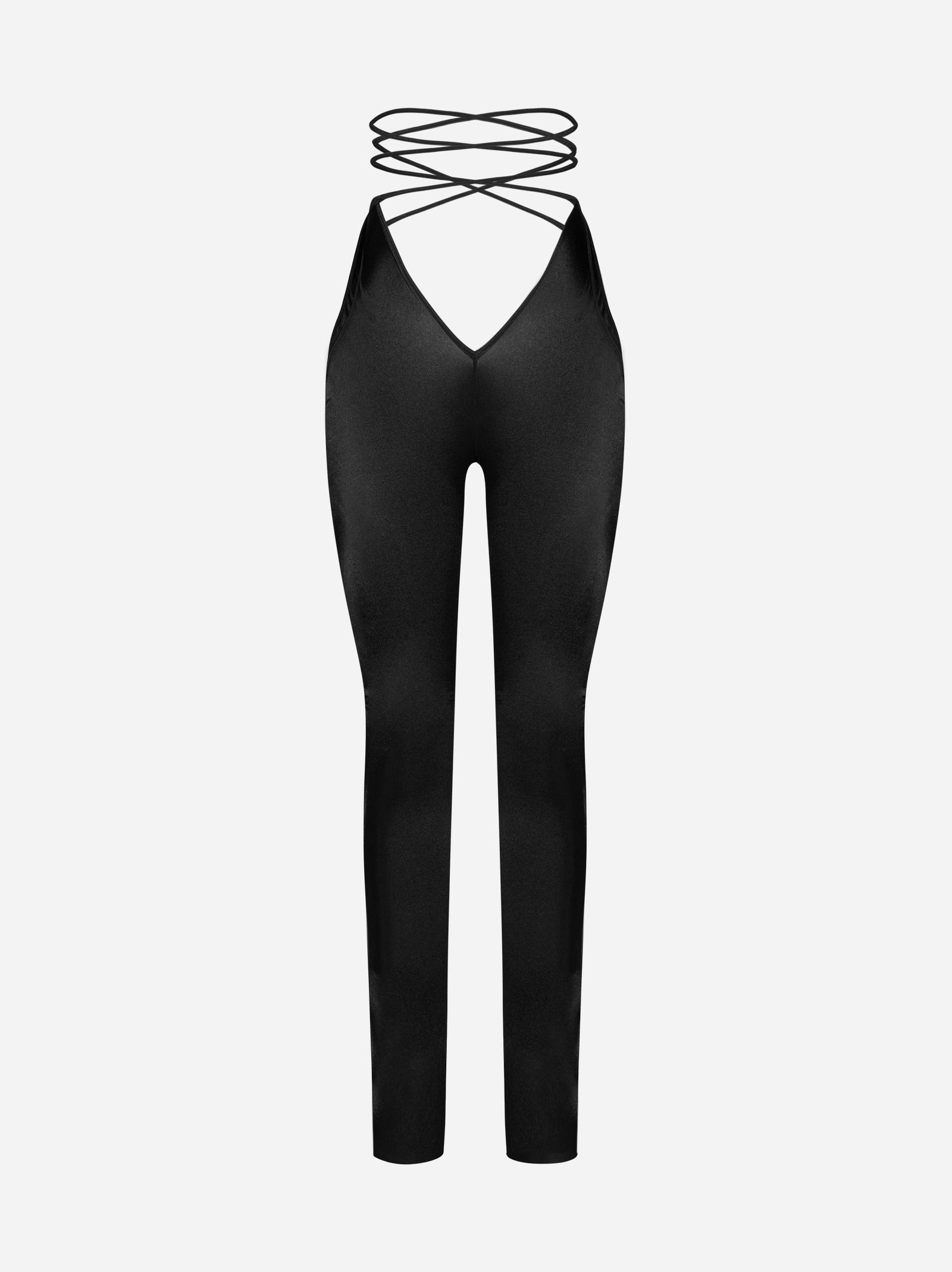 Wolford "mugler X " Cut-outs Lace-up Satin Tights | Lyst