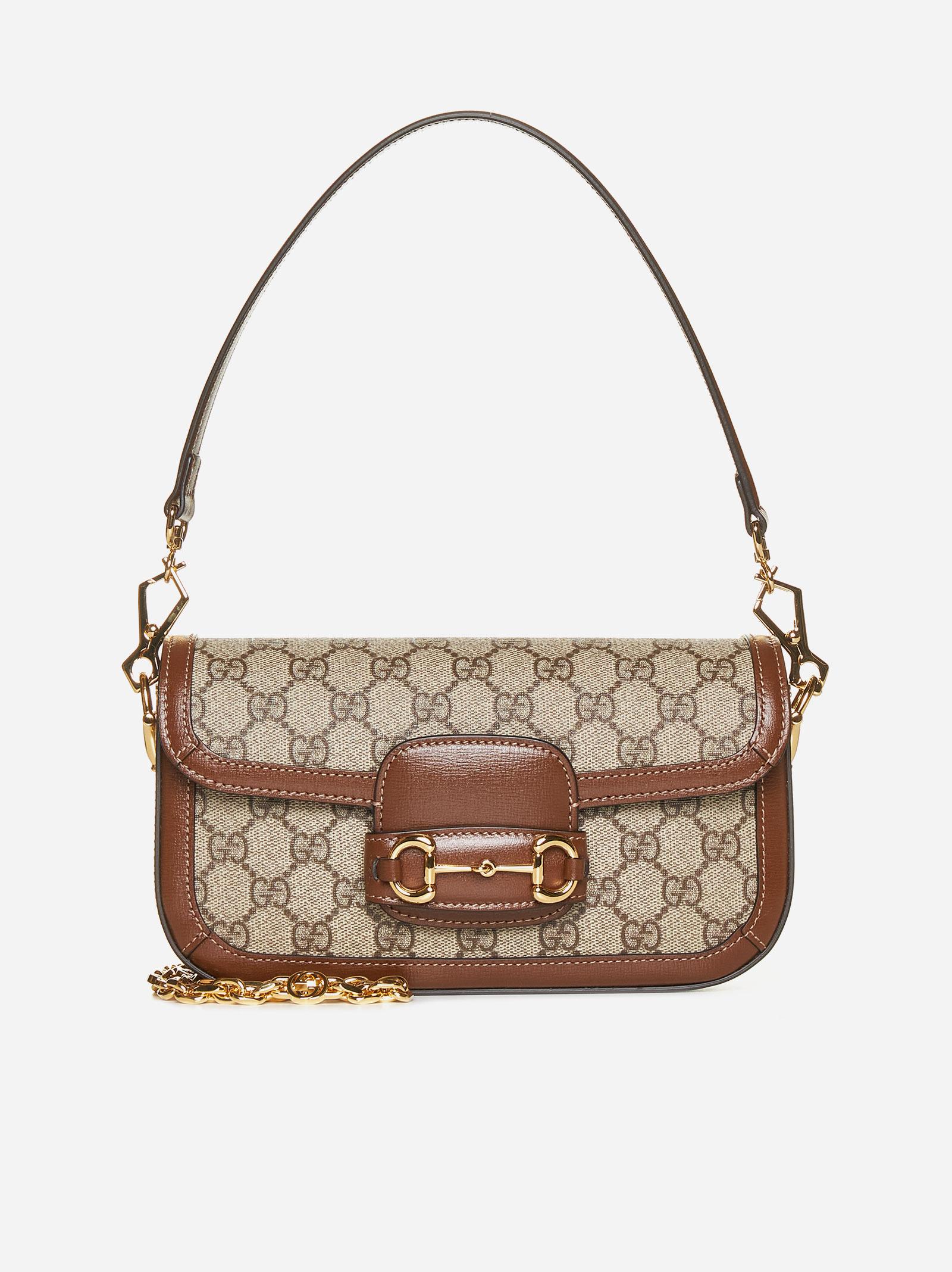 ショルダーバッグ・ポシェット GUCCI  Gucci 1955 Horsebit Bag in gg supreme fabric Gucci Horsebit 1955 mini bag in beige and white GG Supreme