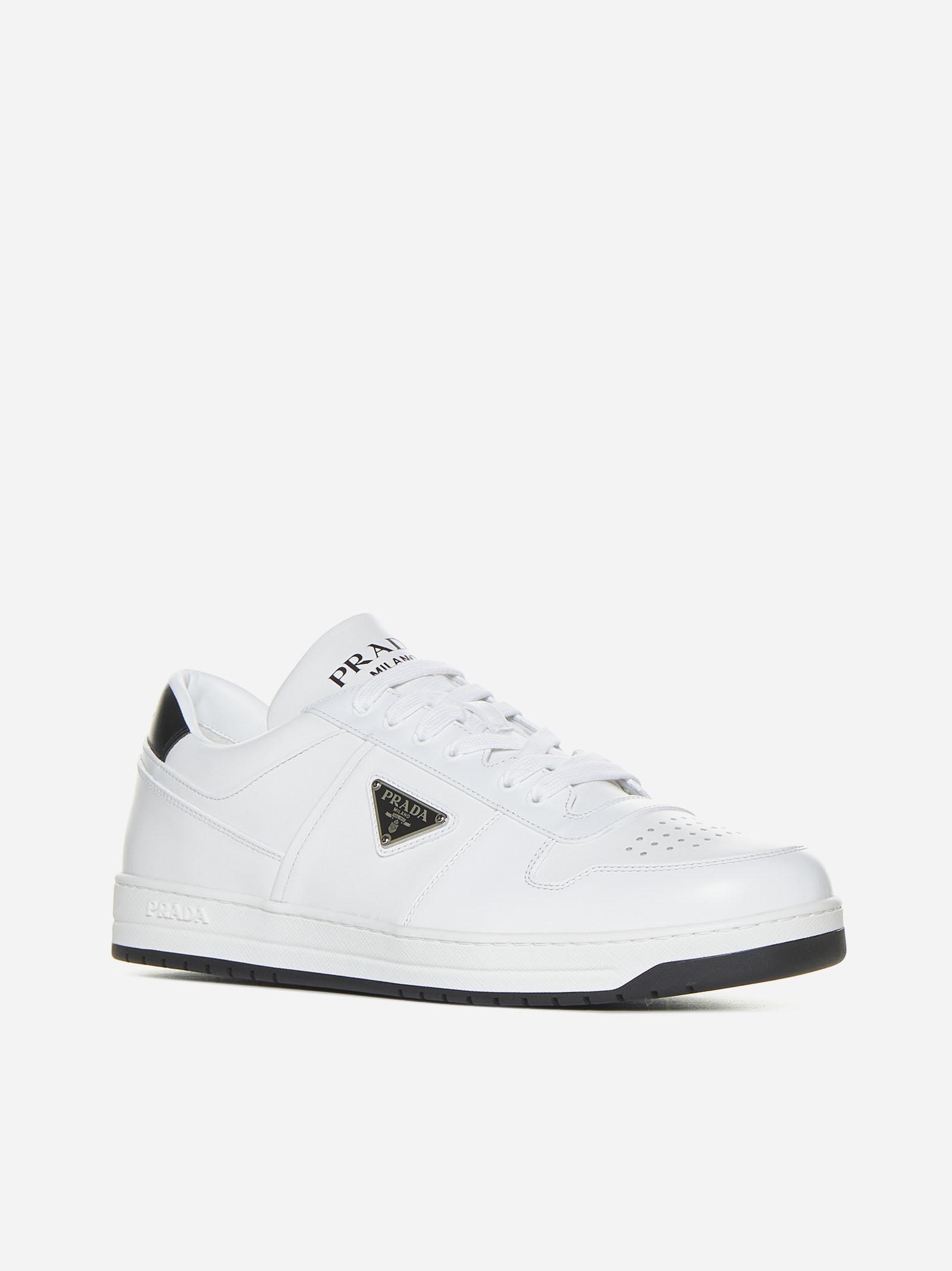Prada Downtown Leather Sneakers in White for Men Lyst UK
