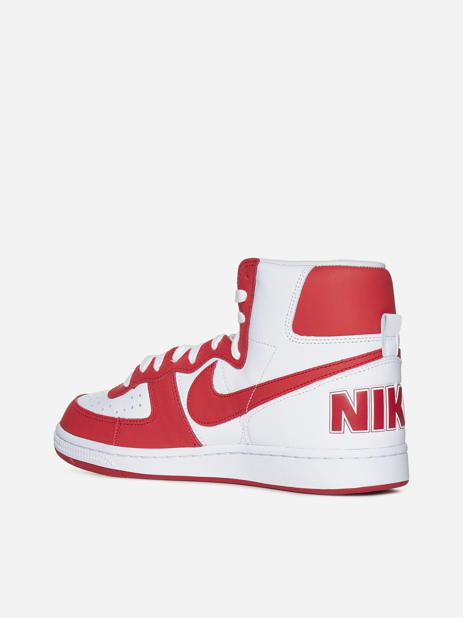 Nike Nike X Cdg Hp High Terminator Leather Sneakers in Red for Men | Lyst