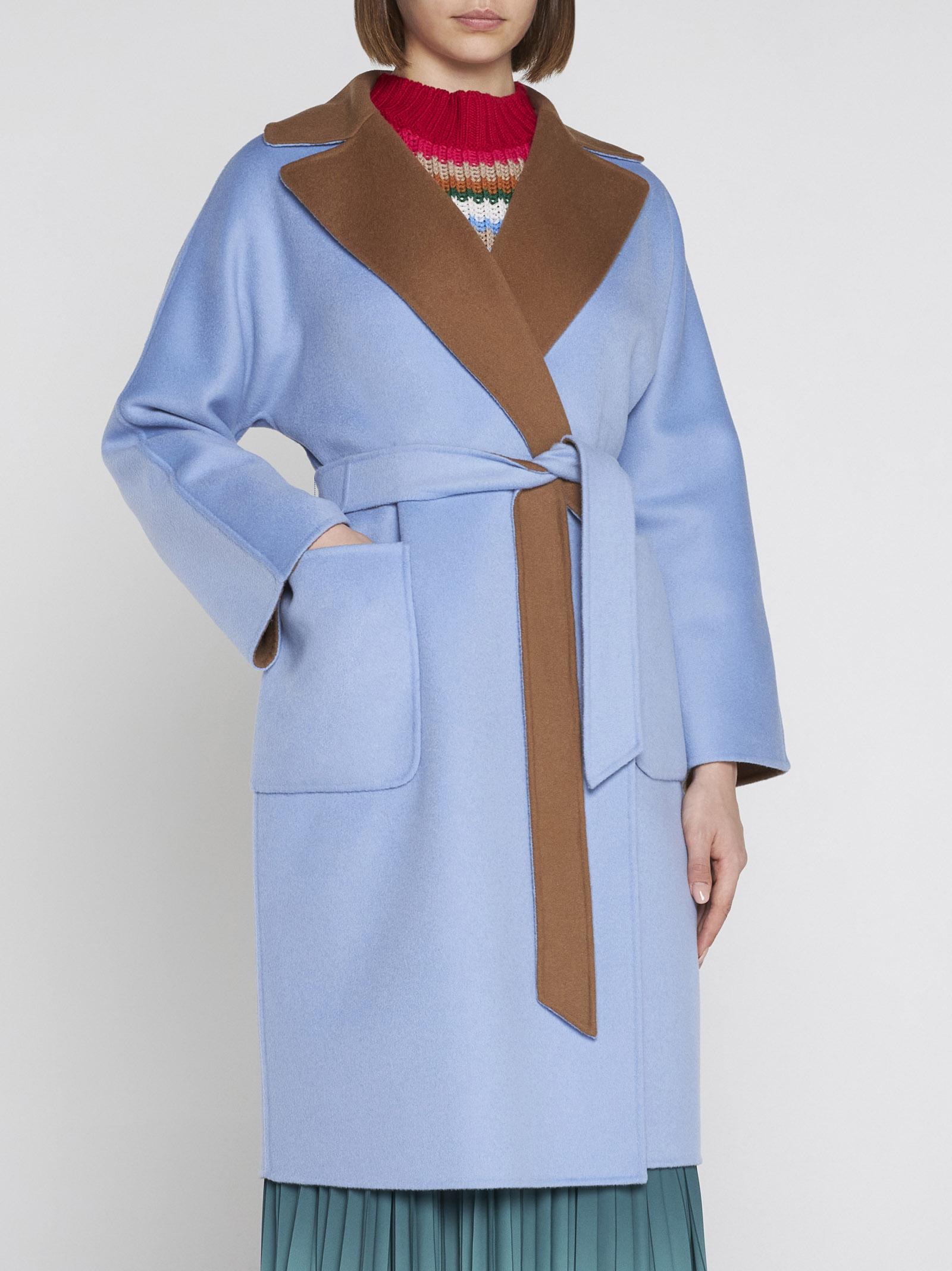 Weekend by Maxmara Women's Blue Rail Wool Reversible Coat