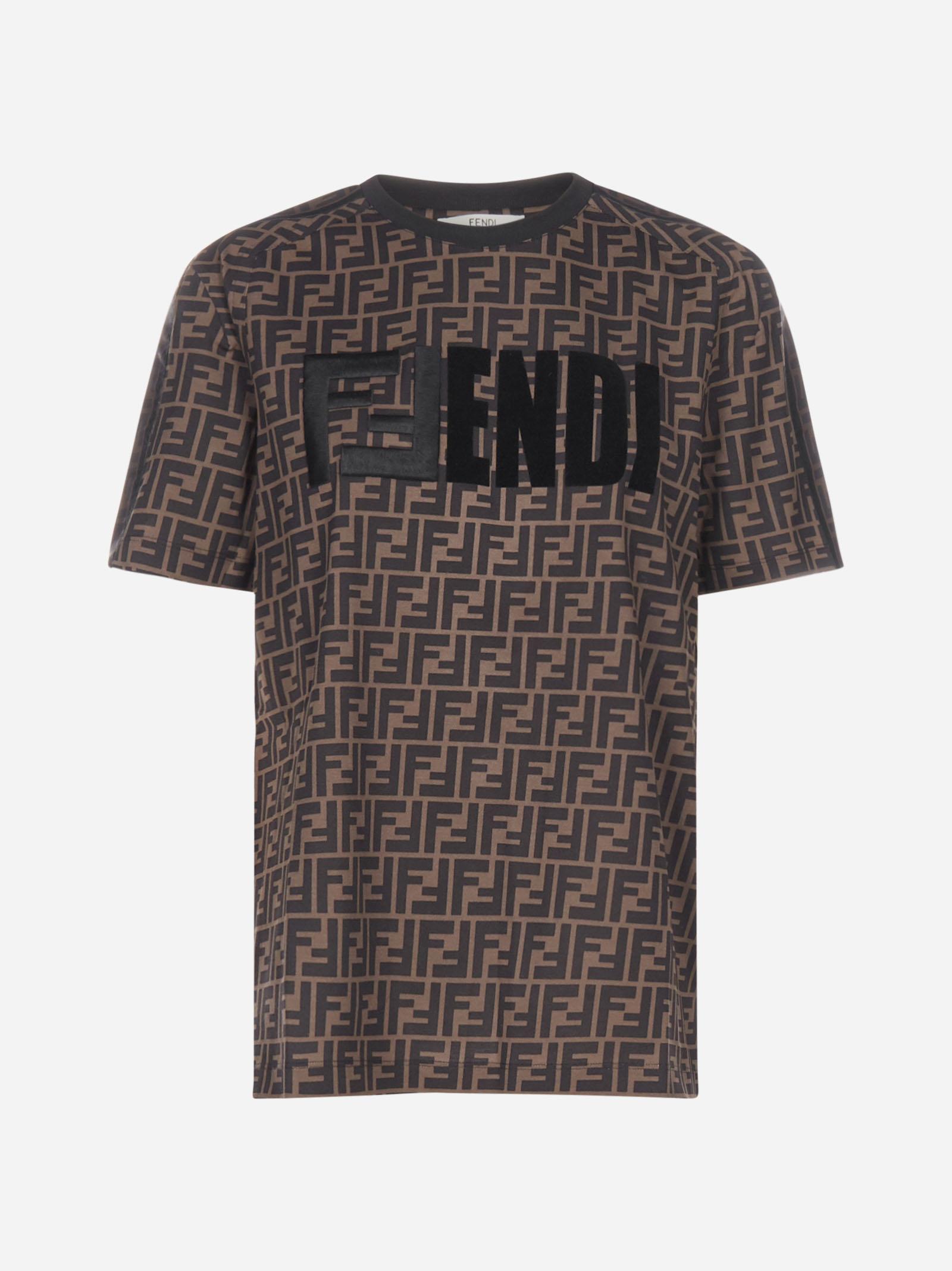 Fendi Ff Short-sleeve Cotton Tee in Black Tobacco (Black) - Save 19% - Lyst