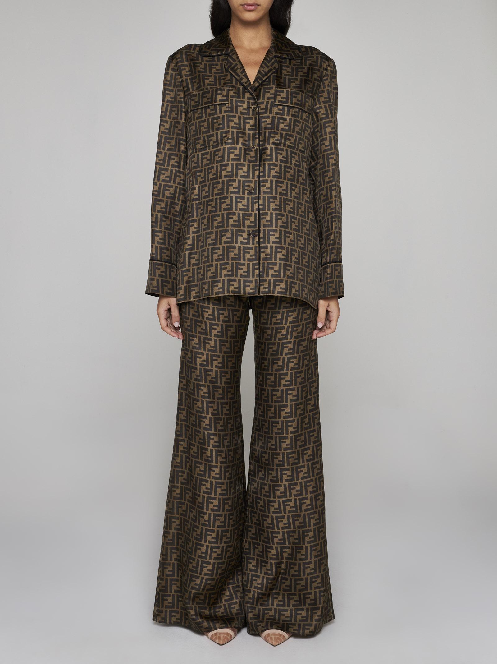 VIP【関税送料無料】希少 FENDI BROWN AND NAVY SILK PANTS Pants Silk Black | Fendi