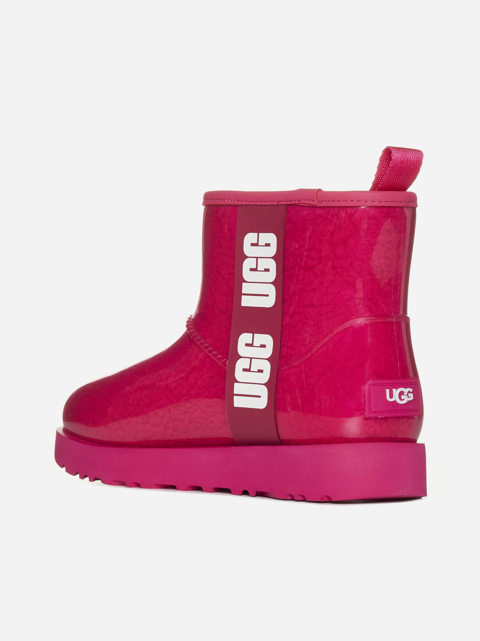 UGG Classic Clear Mini Rubber Ankle Boots in Pink | Lyst