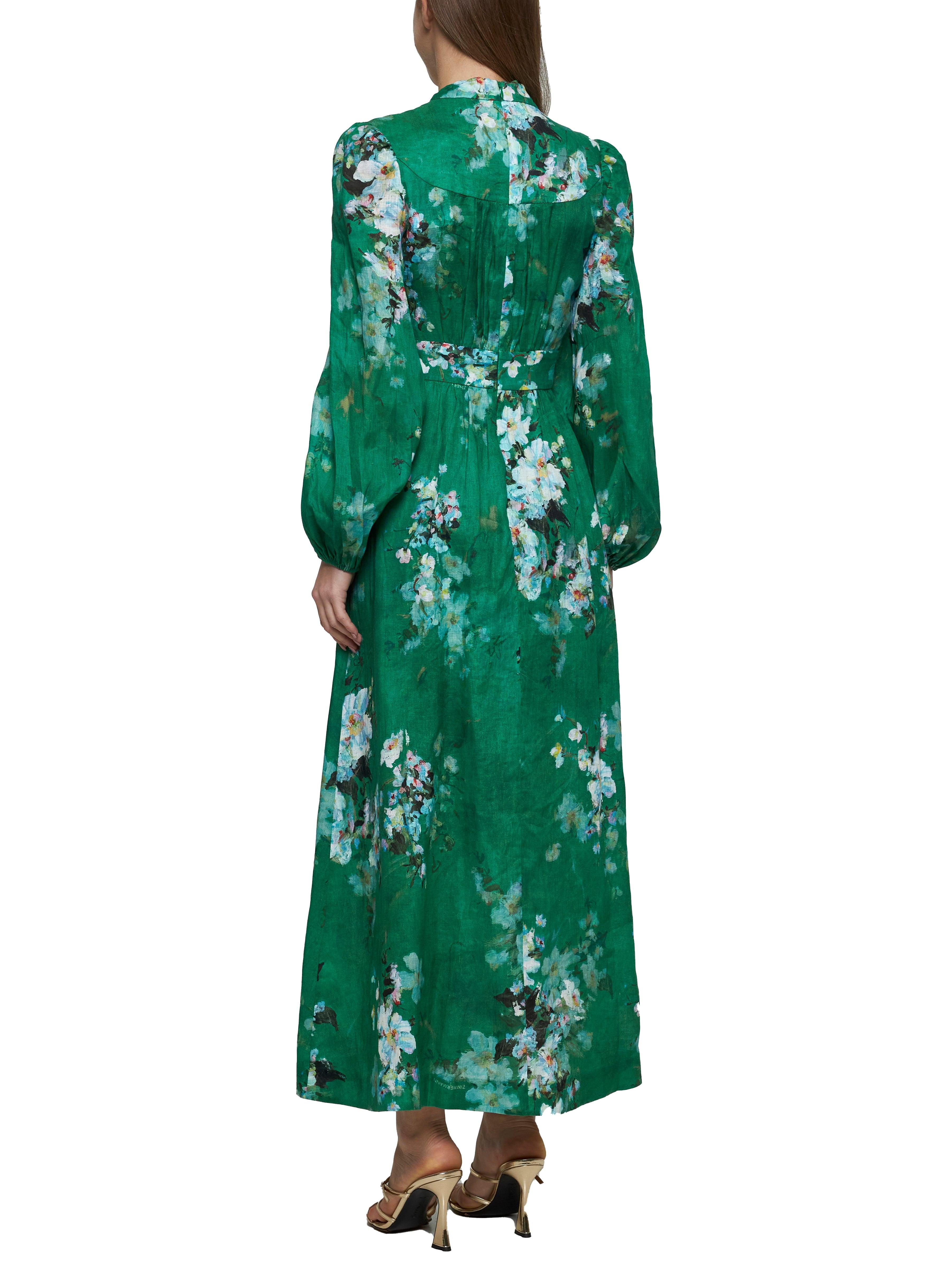 Zimmermann Linen Everley Midi Dress in Green | Lyst