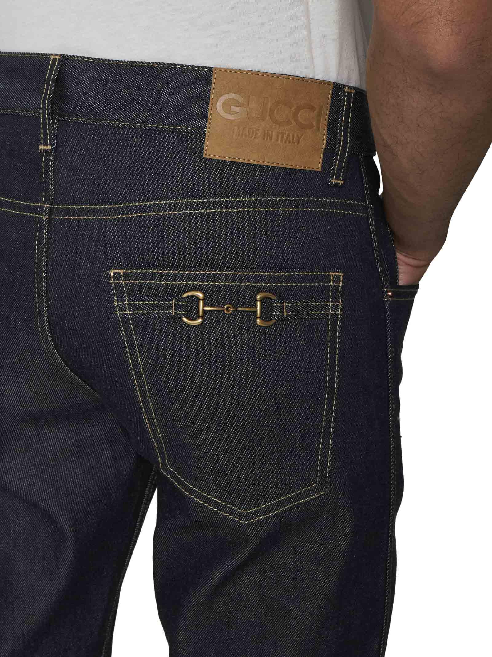 Gucci Back Horsebit Jeans in Blue for Men | Lyst
