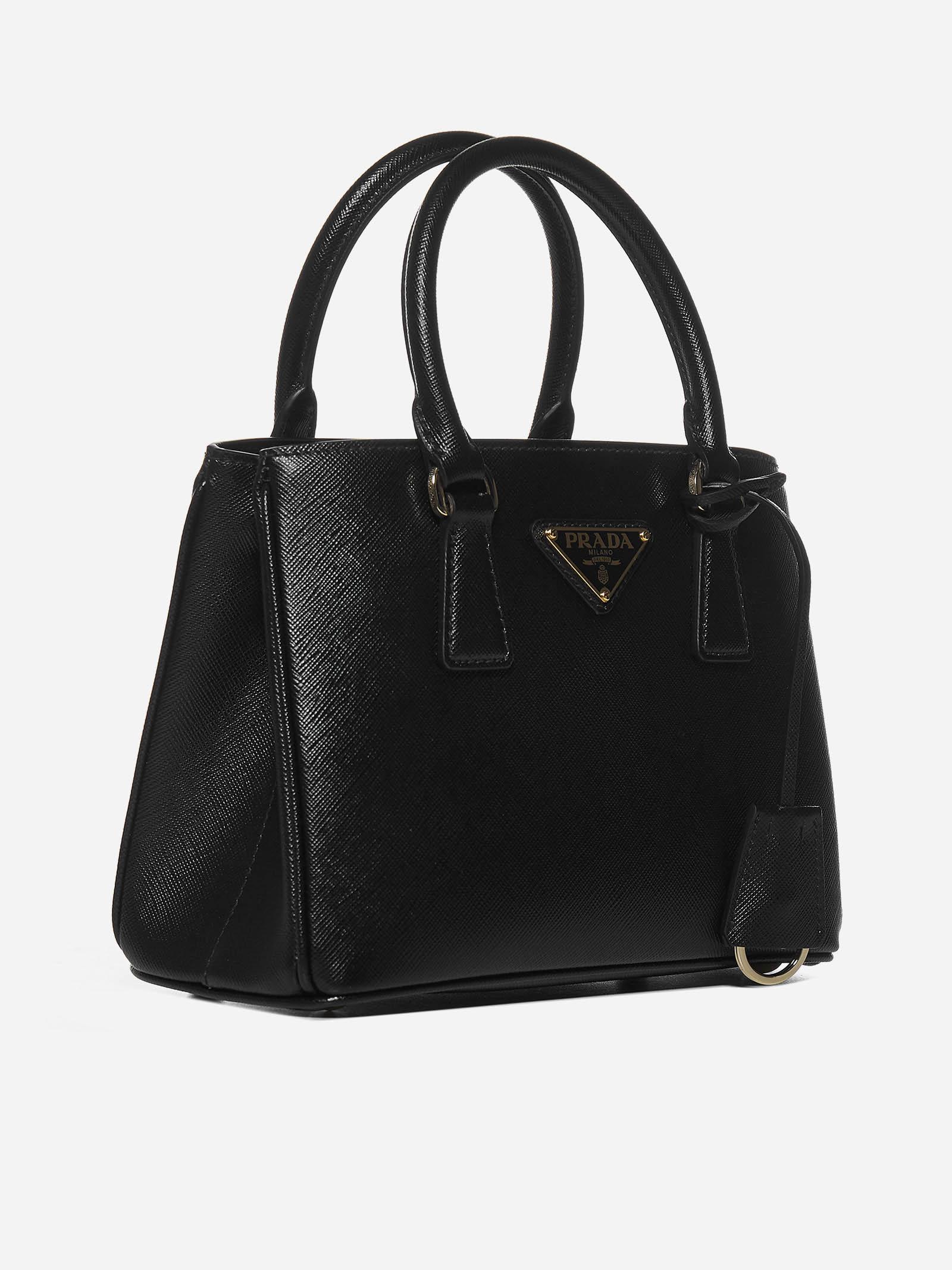 Prada Galleria Micro Saffiano Leather Bag in Black | Lyst