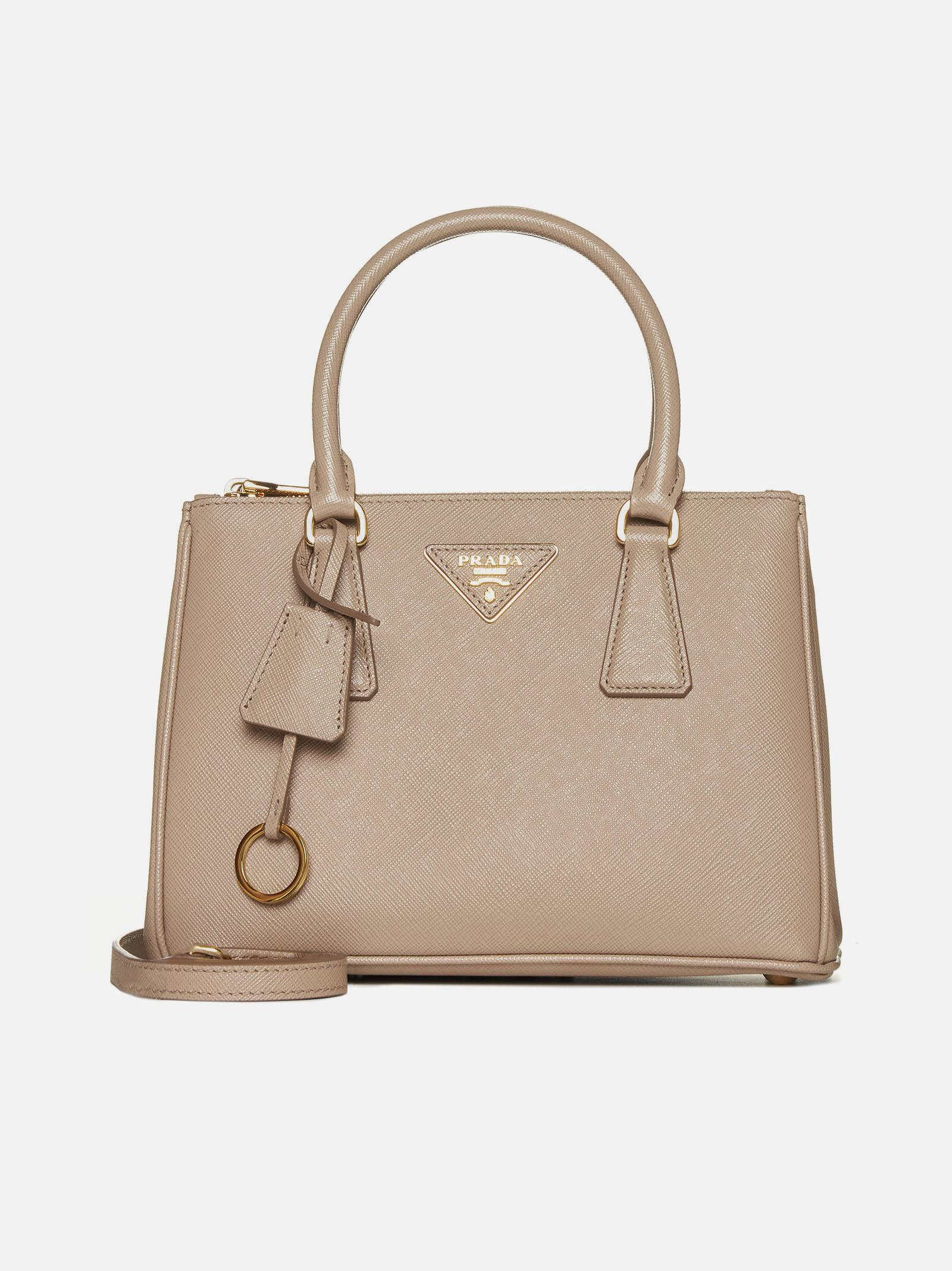 Prada Galleria Small Saffiano Leather Bag in Natural | Lyst