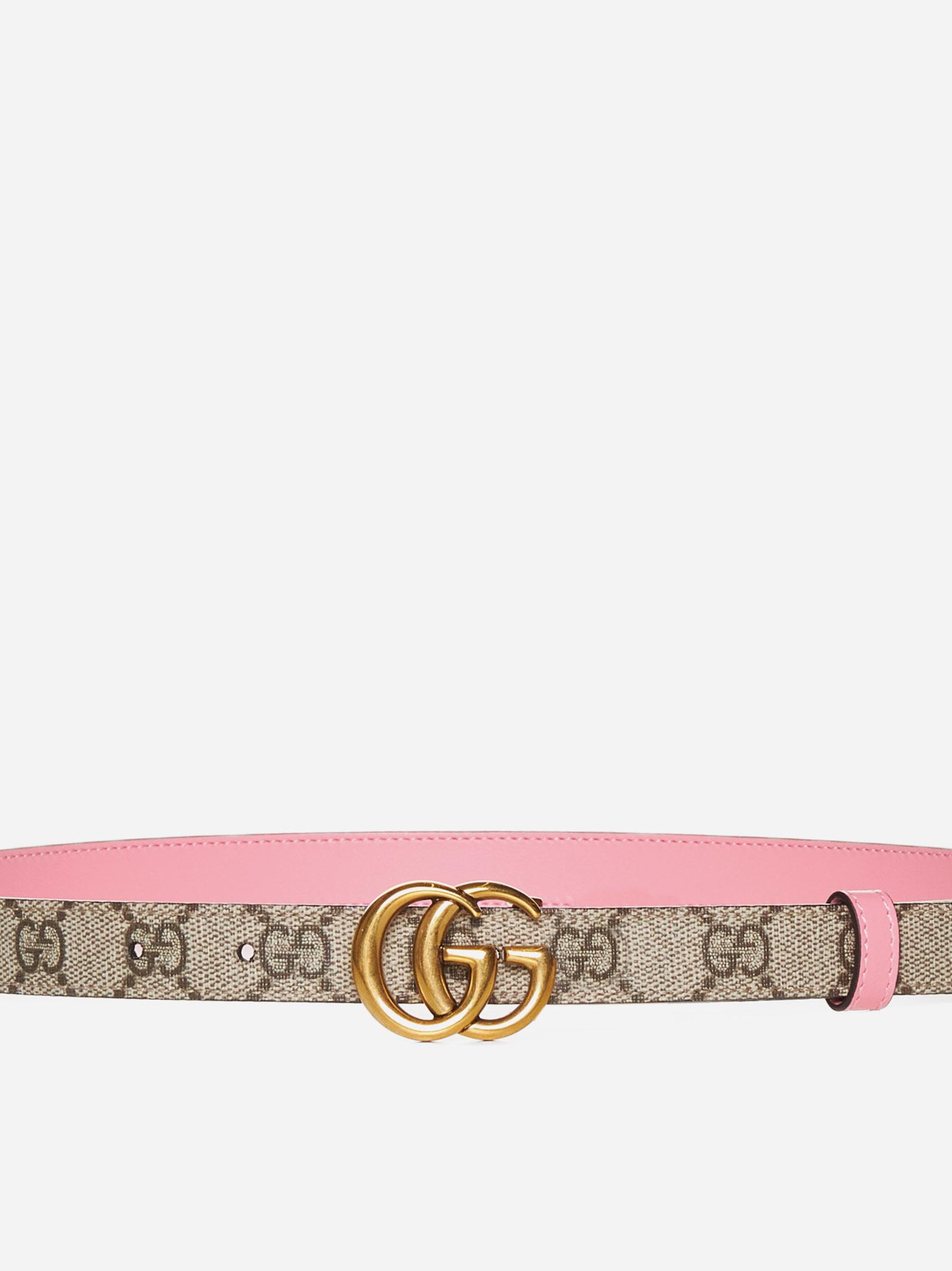 Gucci GG Marmont Reversible Canvas And Leather Belt in Pink | Lyst