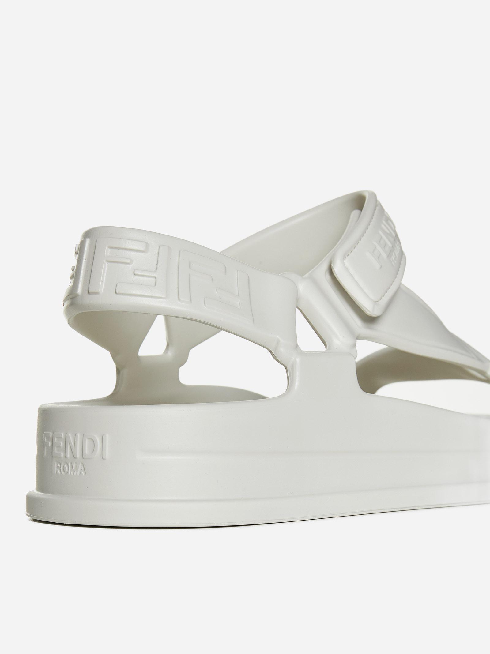 Fendi Ff Logo Rubber Sandals in White | Lyst