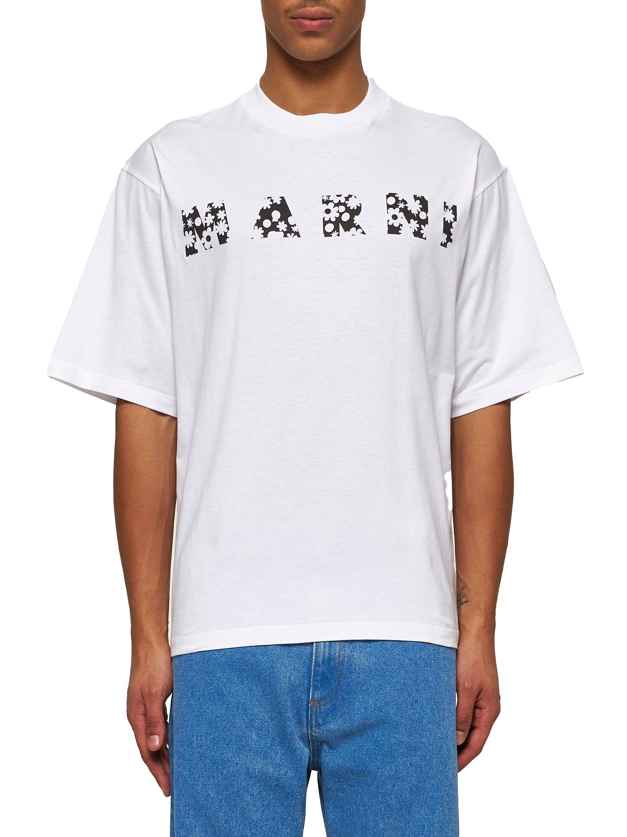 Marni T-Shirt With Flower Logo in White for Men | Lyst