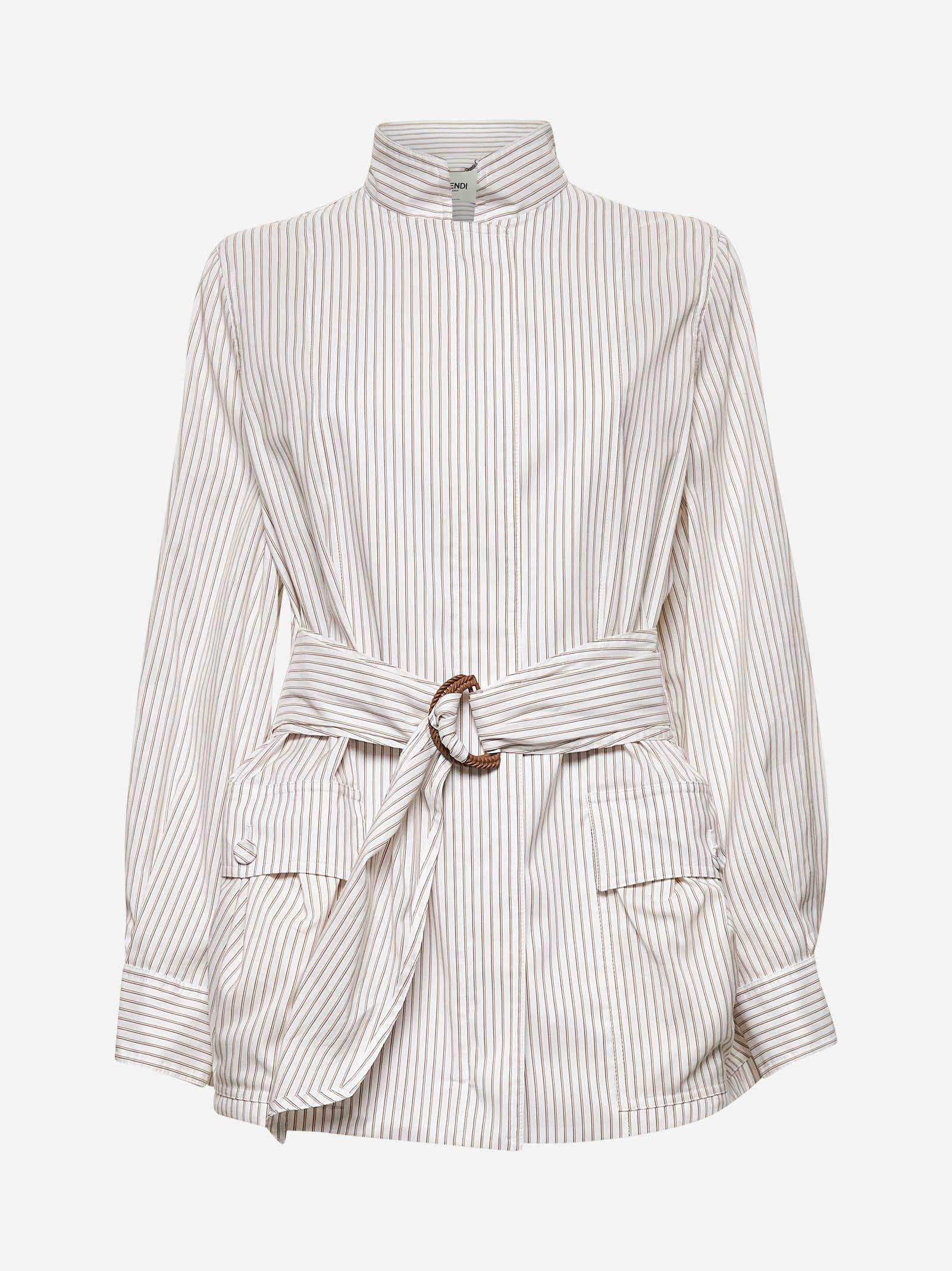 ブルゾン Fendi White Striped Cotton And Silk Blouson Fendi FENDI | White striped cotton and silk blouson | Women
