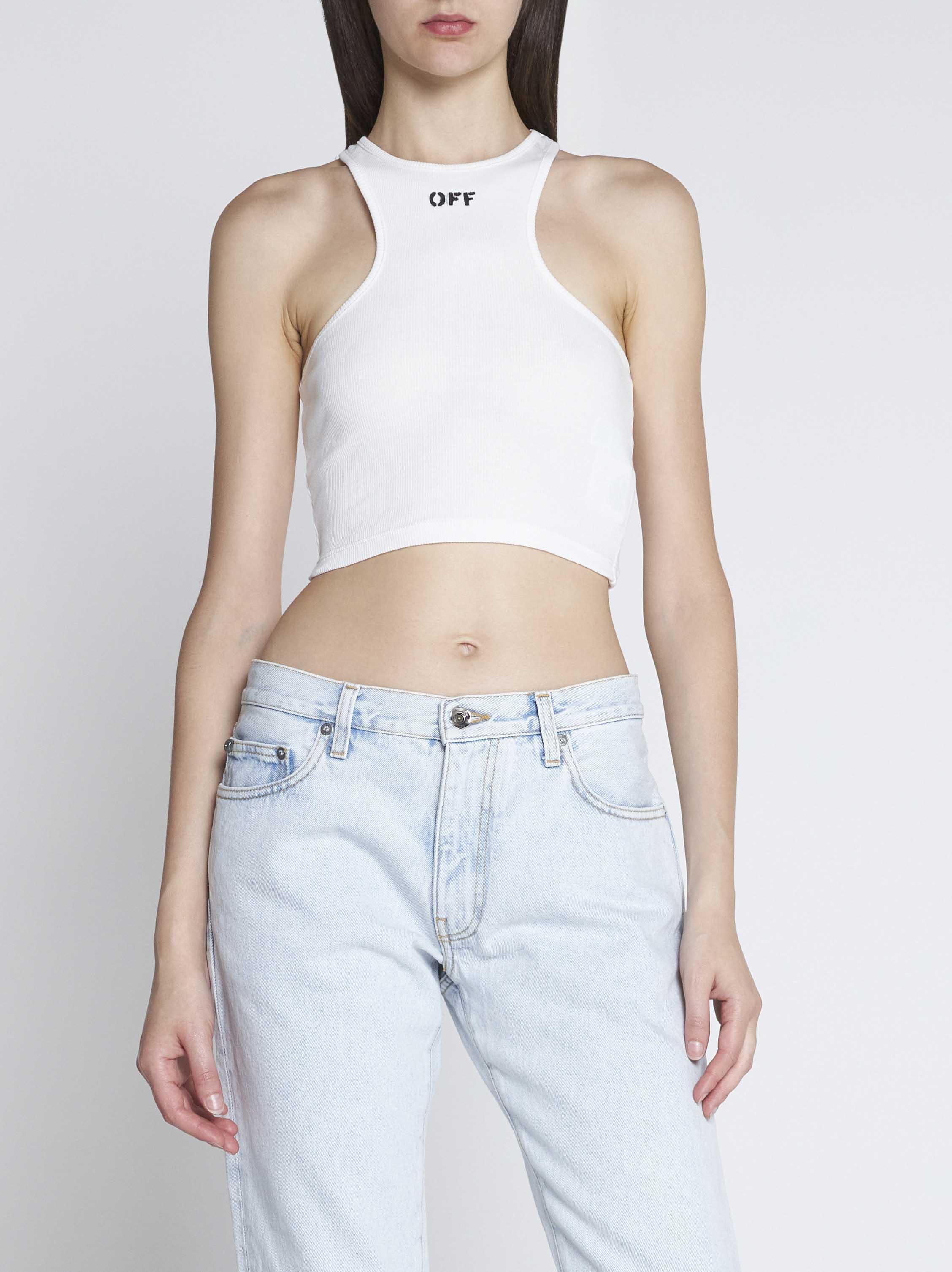 Off-White c/o Virgil Abloh Logo Cotton Cropped Top in White Black (White) -  Save 37% | Lyst