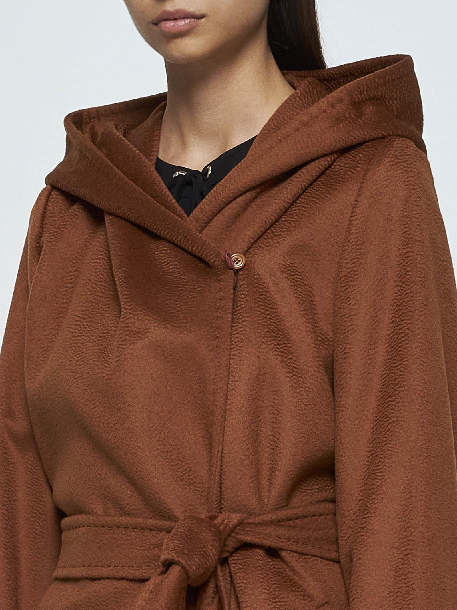 Max Mara Newmang Hooded Wool Coat in Brown | Lyst