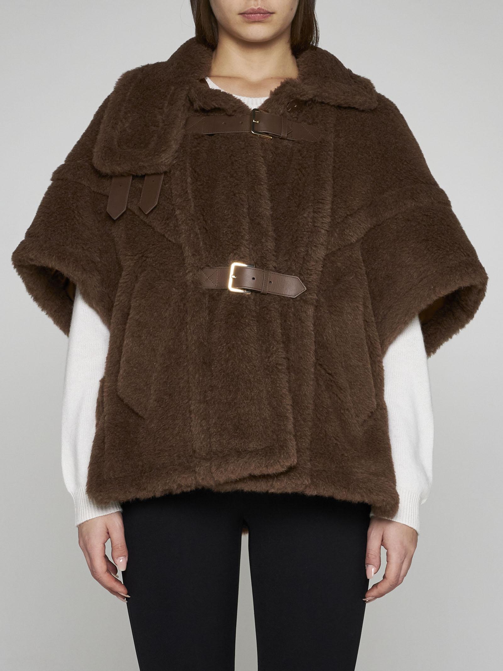 Max Mara Rodano Teddy Fabric Cape in Brown | Lyst Max Mara Rodano Teddy Fabric Cape in Brown | Lyst