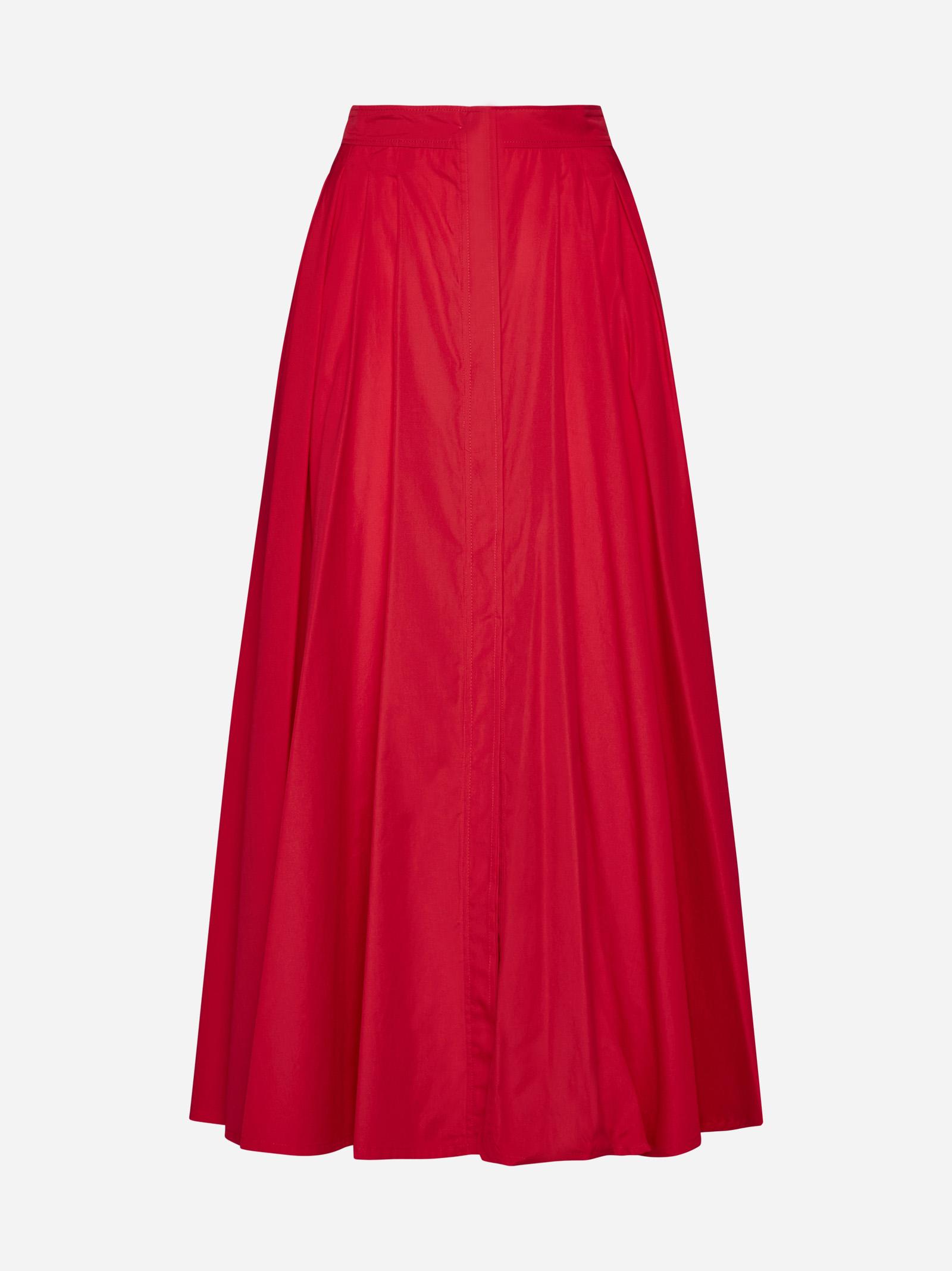 Max Mara Studio Sera Cotton Long Skirt in Red | Lyst