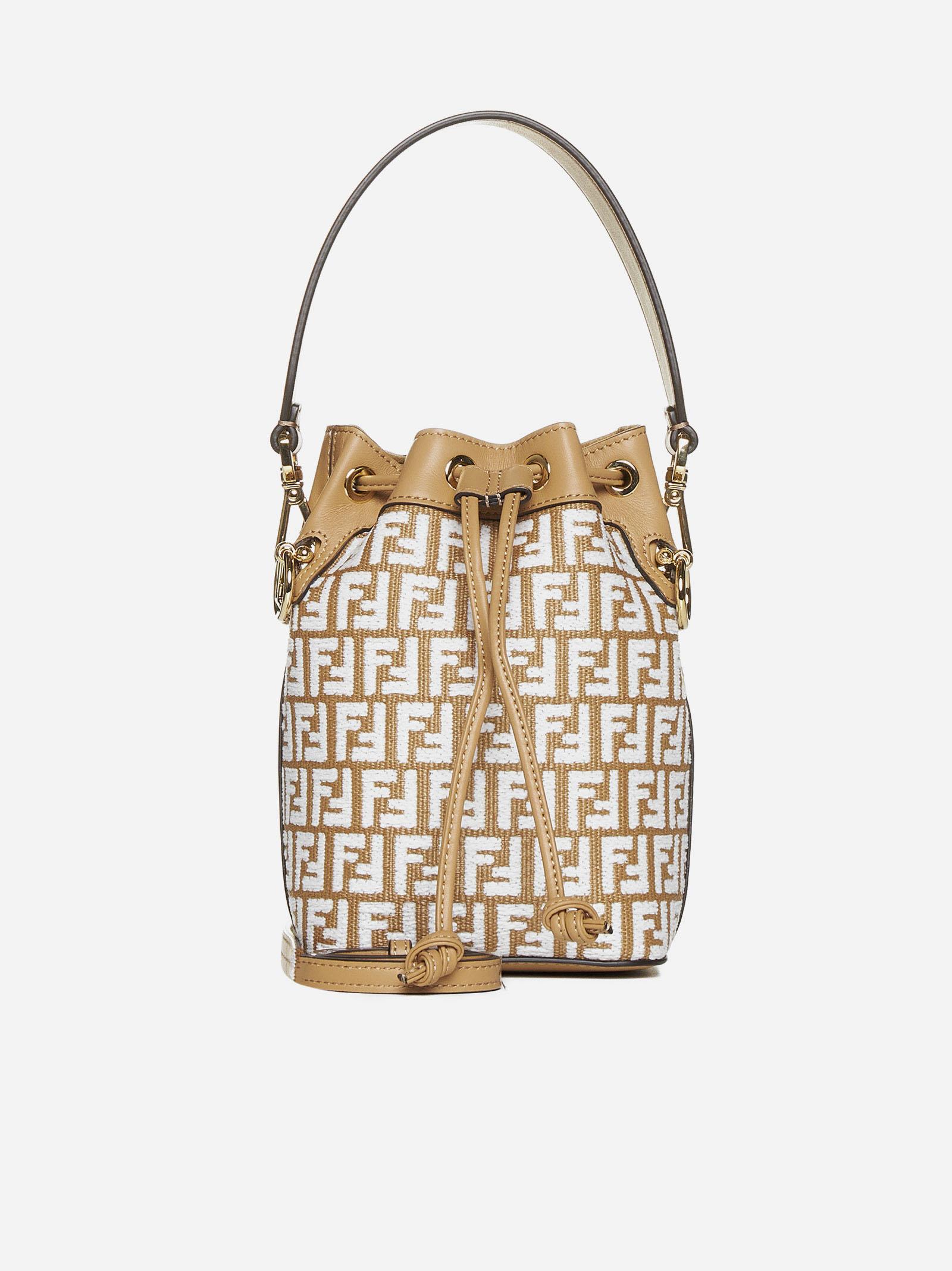 Fendi Mon Tresor Mini FF Tapestry & Leather Bucket Bag