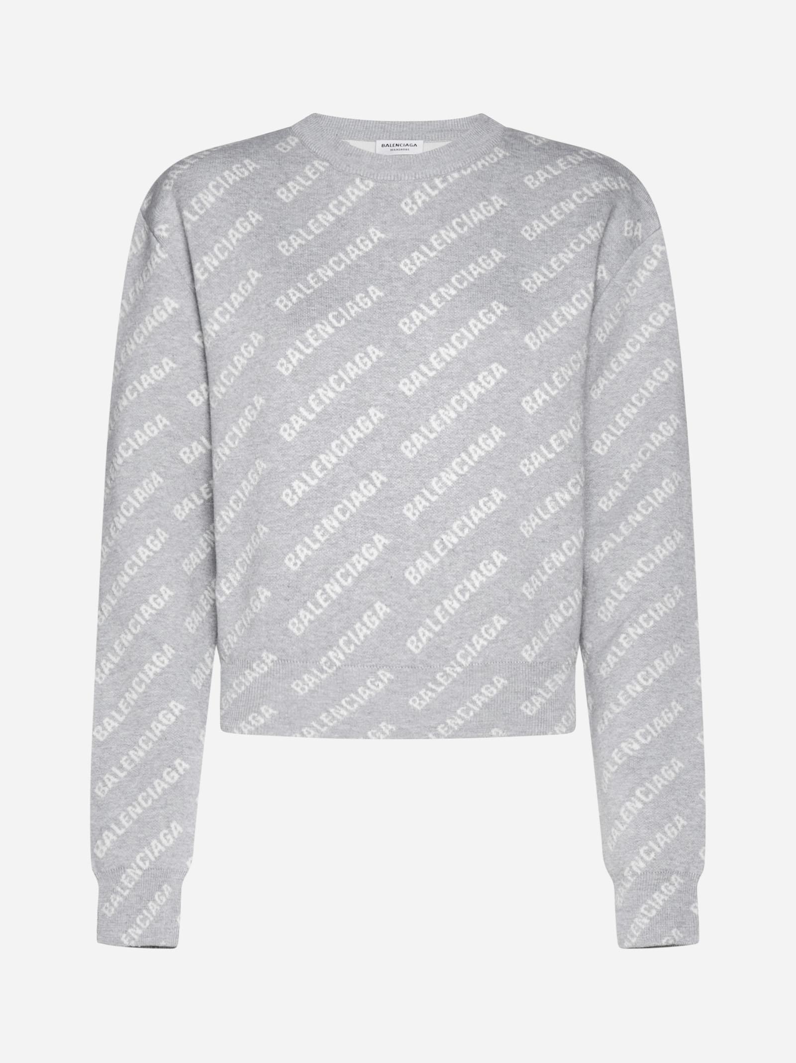 Balenciaga Cropped Sweater in Gray | Lyst
