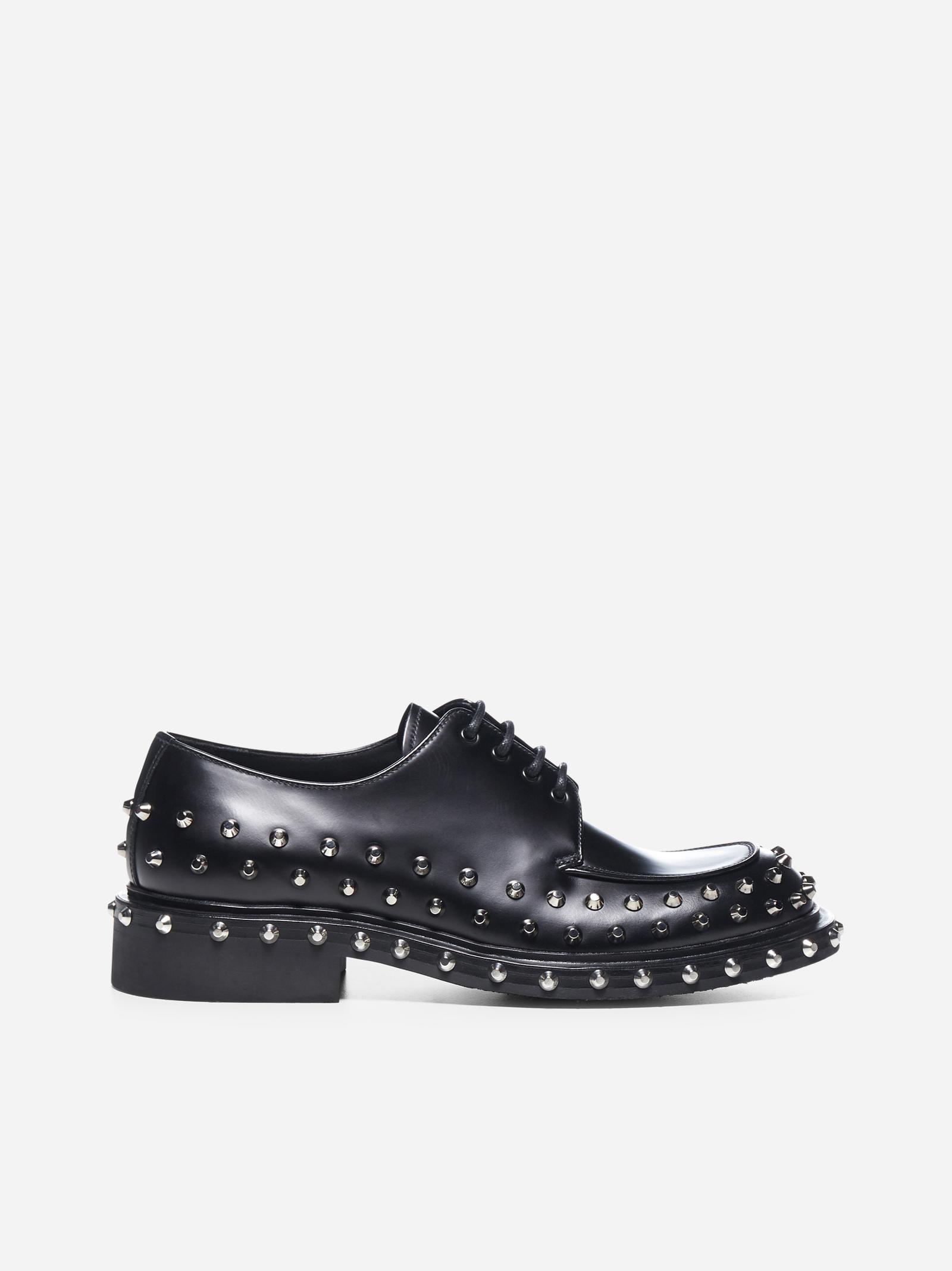 Prada Leather Lace-up Studded Shoes in Black for Men - Save 60% - Lyst
