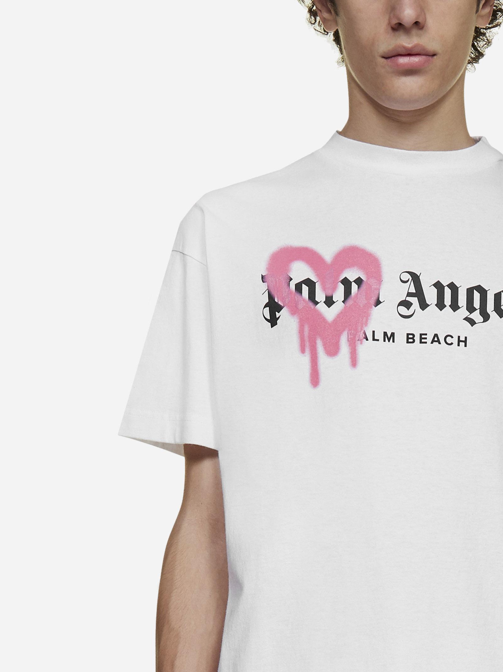 Palm Angels Palm Beach Heart Cotton T-shirt in White | Lyst