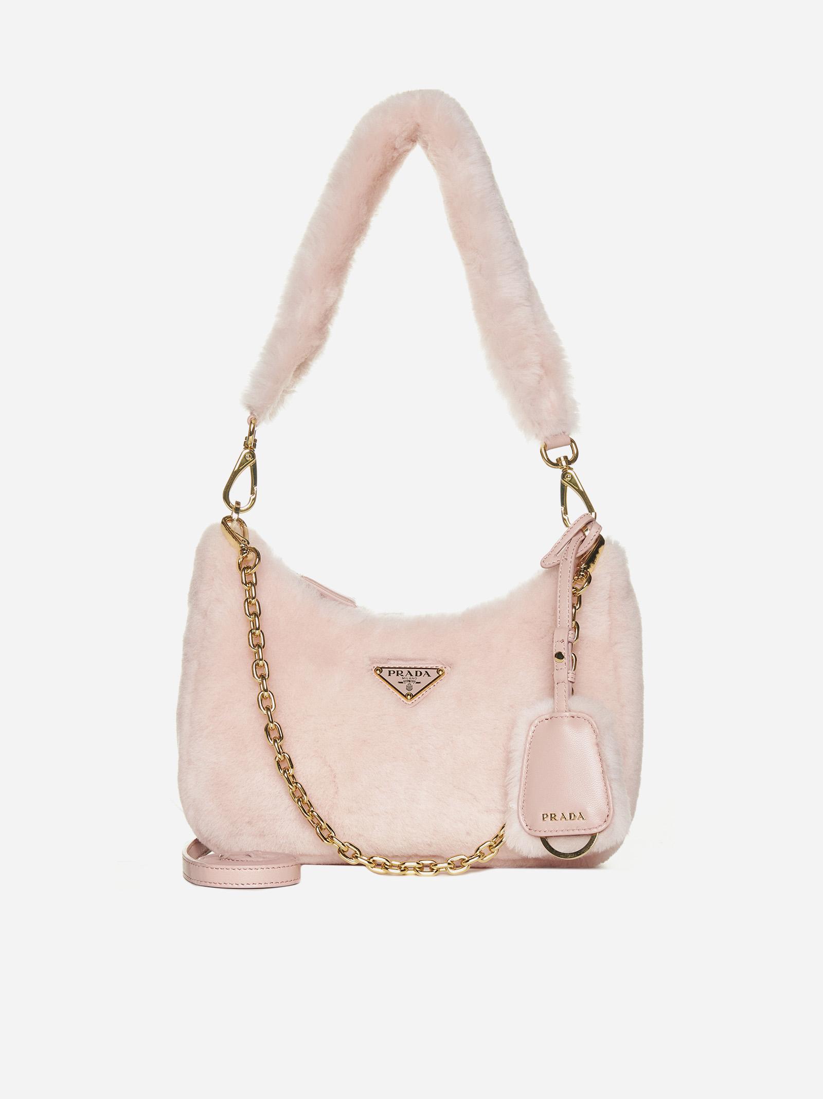 Prada Reedition Shearling Bag in Pink Lyst