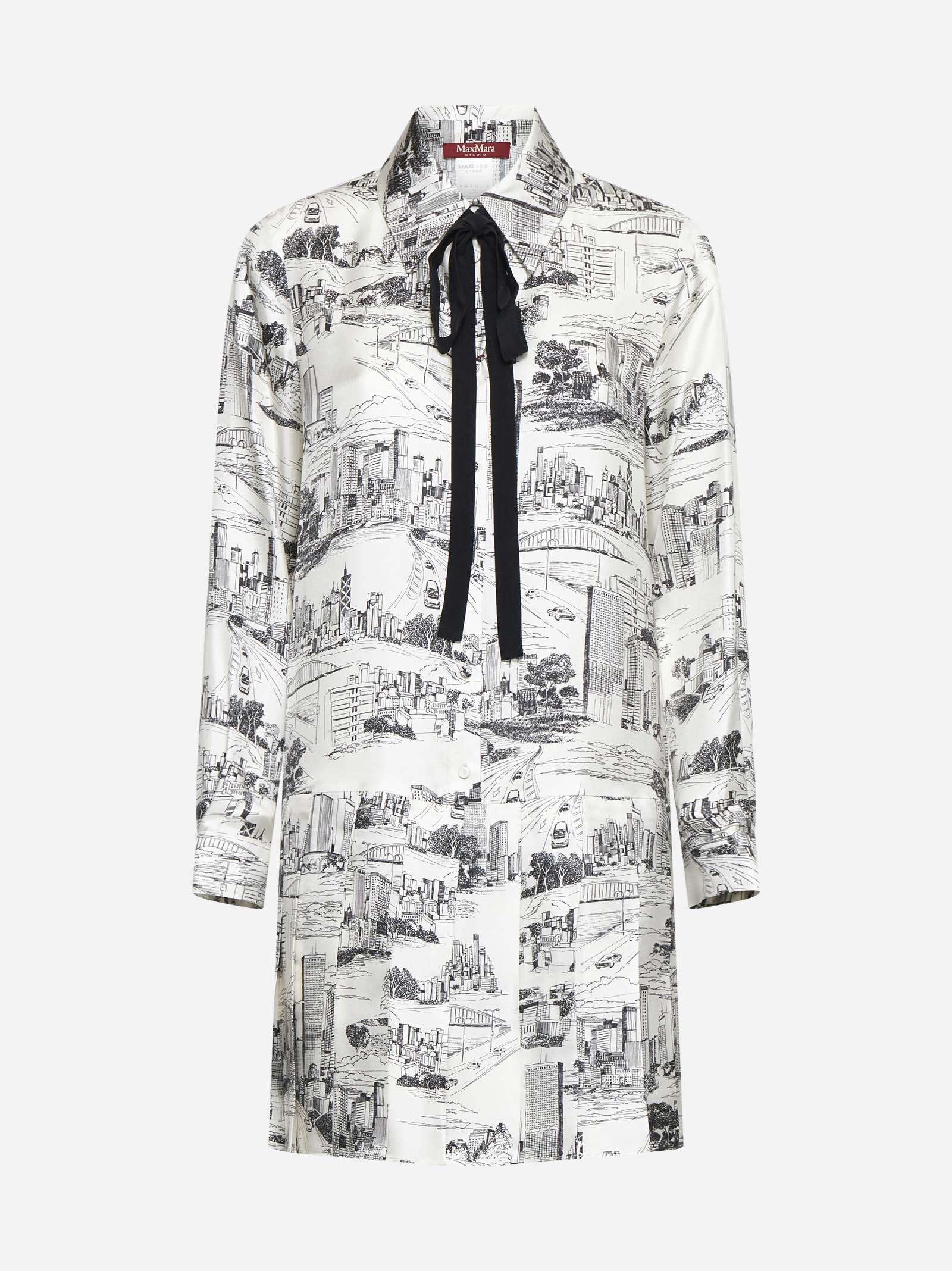【送料&関税込】Max Mara Studio Nereo Print Silk Shirt Dress Max Mara Studio Nereo Print Silk Shirt Dress | italist