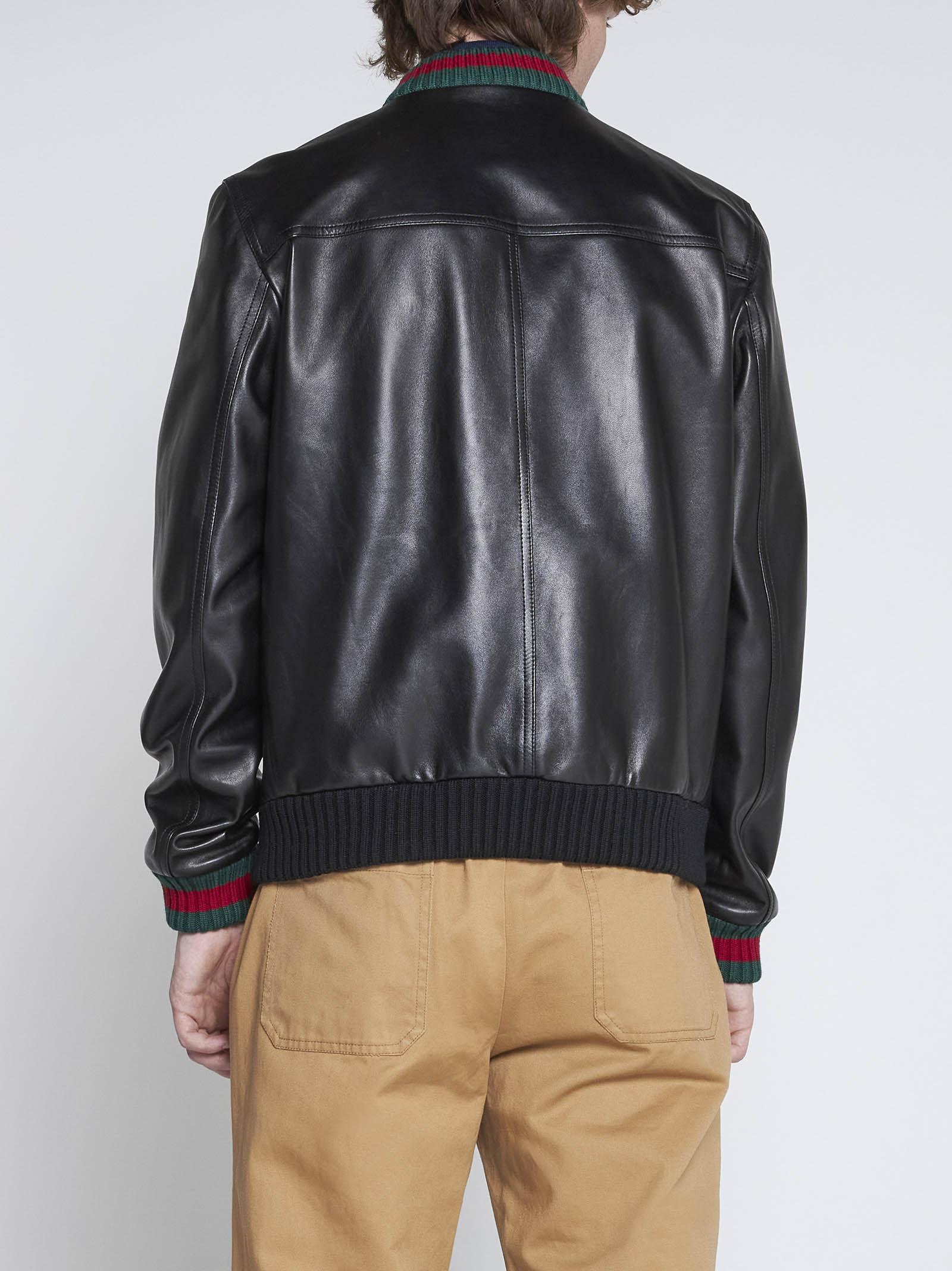 Gucci Men's GG Embossed Leather Jacket