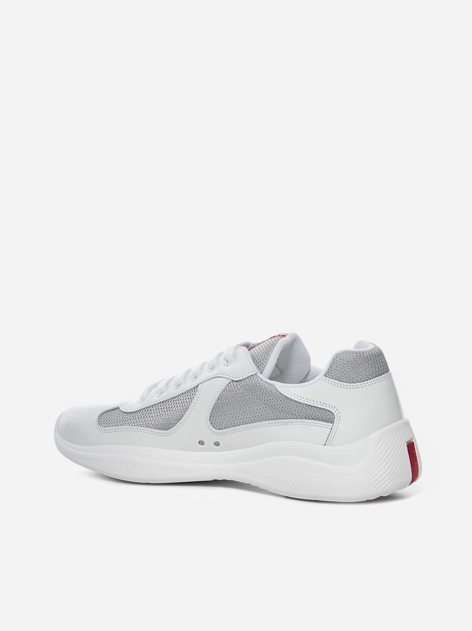 Prada America's Cup Leather And Fabric Sneakers in White | Lyst