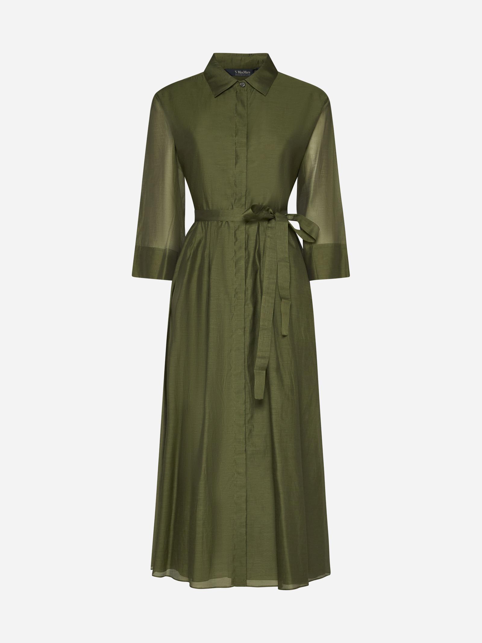 ワンピース MAX MARA OLIVE GREEN SHIRT DRESS IN COTTON Green silk shirt dress | Max Mara