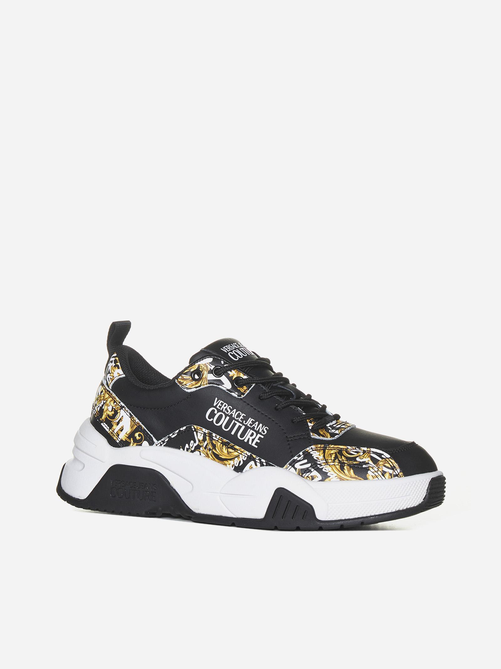 Versace Jeans Couture Barocco Print Leather Sneakers | Lyst