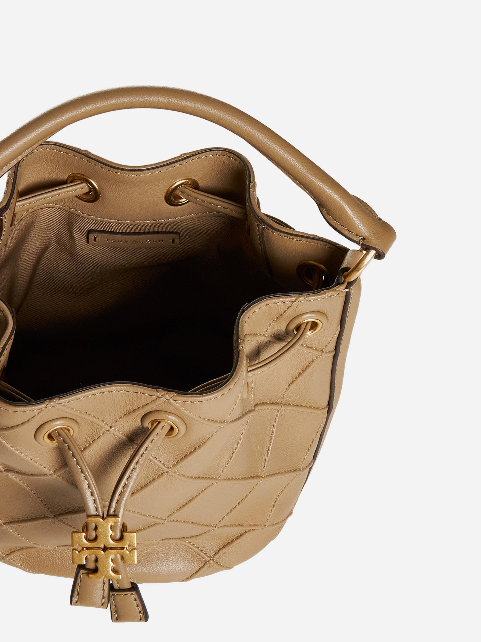 Tory Burch Fleming Leather Bucket Bag in Natural