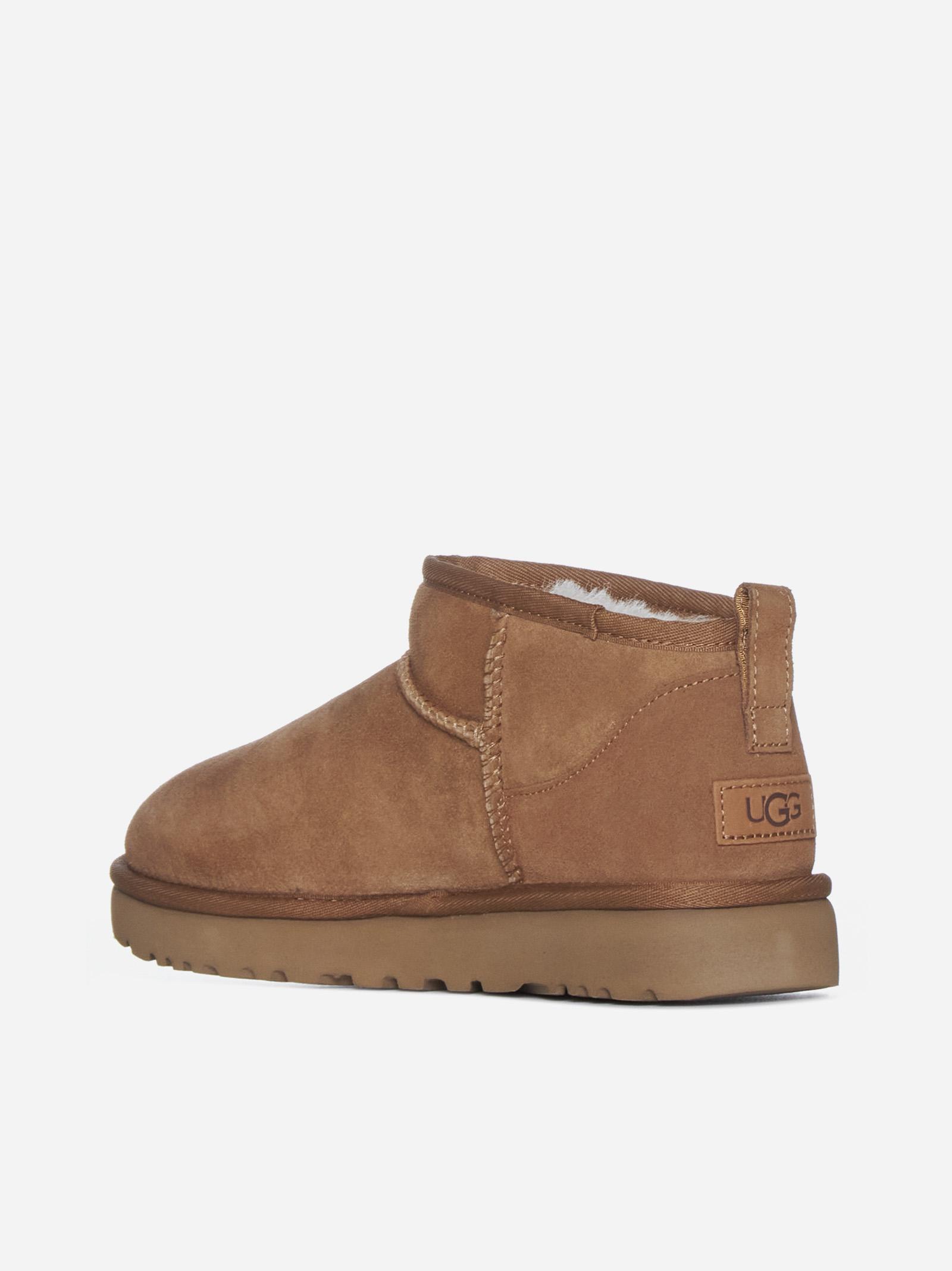 UGG Classic Ultra Mini Leather Ankle Boots in Brown | Lyst