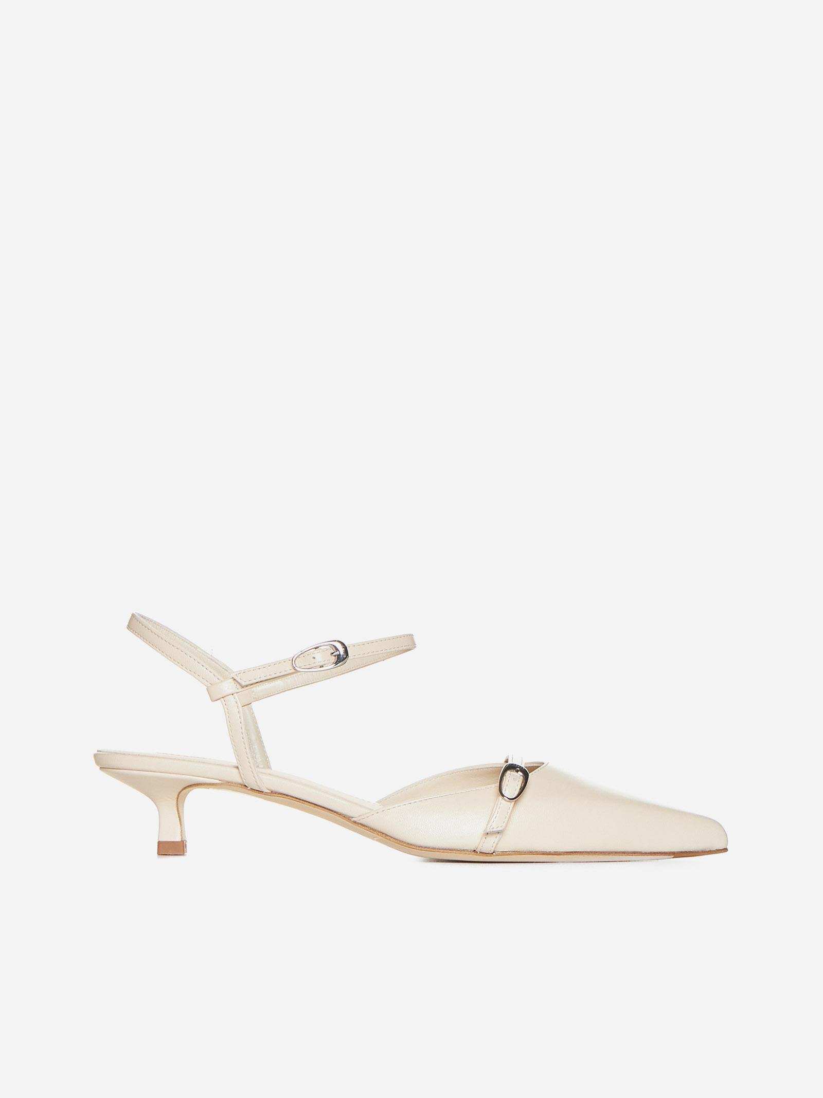 Aeyde Melia Nappa Leather Slingback Pumps in White | Lyst