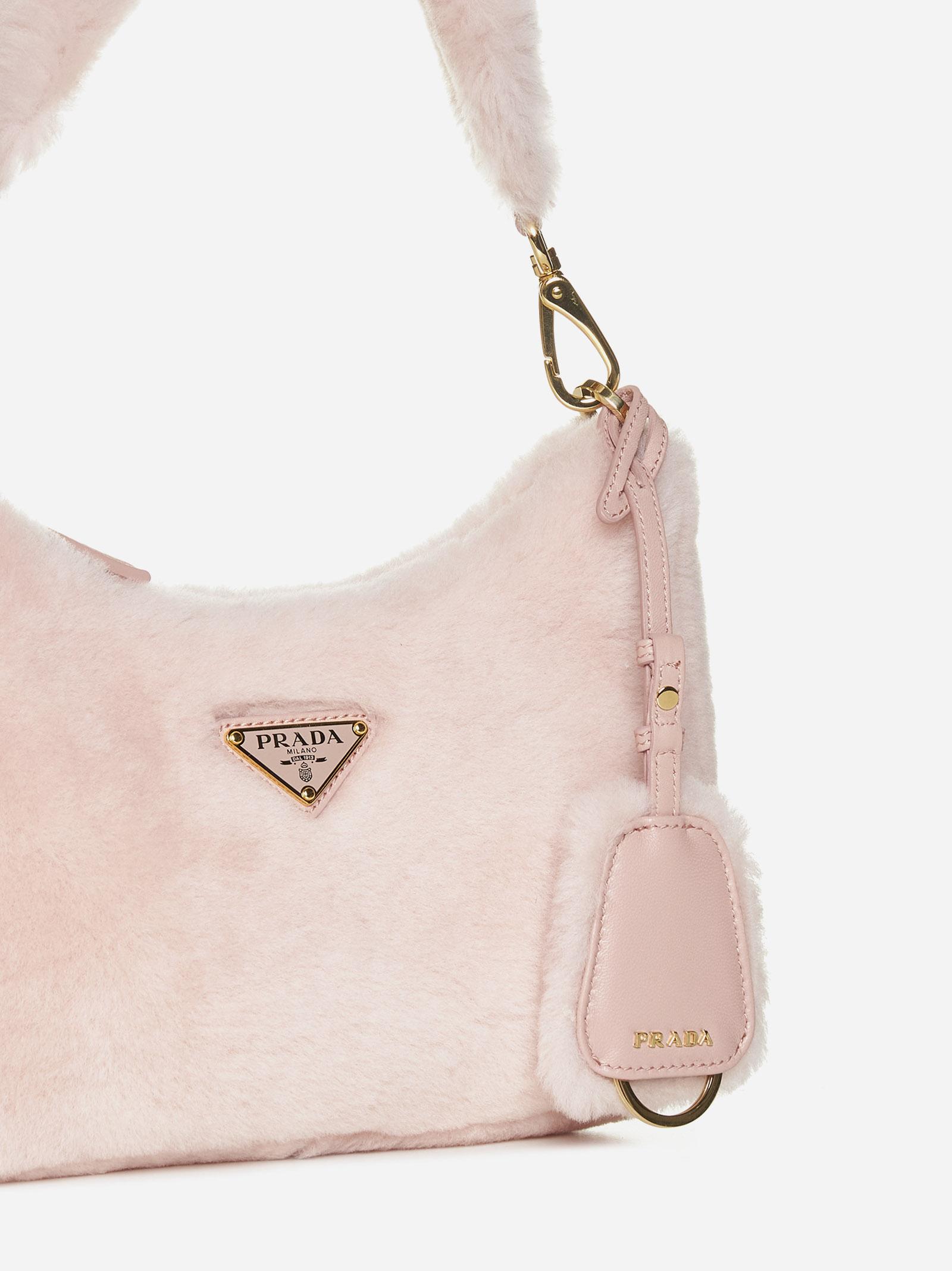 Prada Re-edition Shearling Bag in Pink