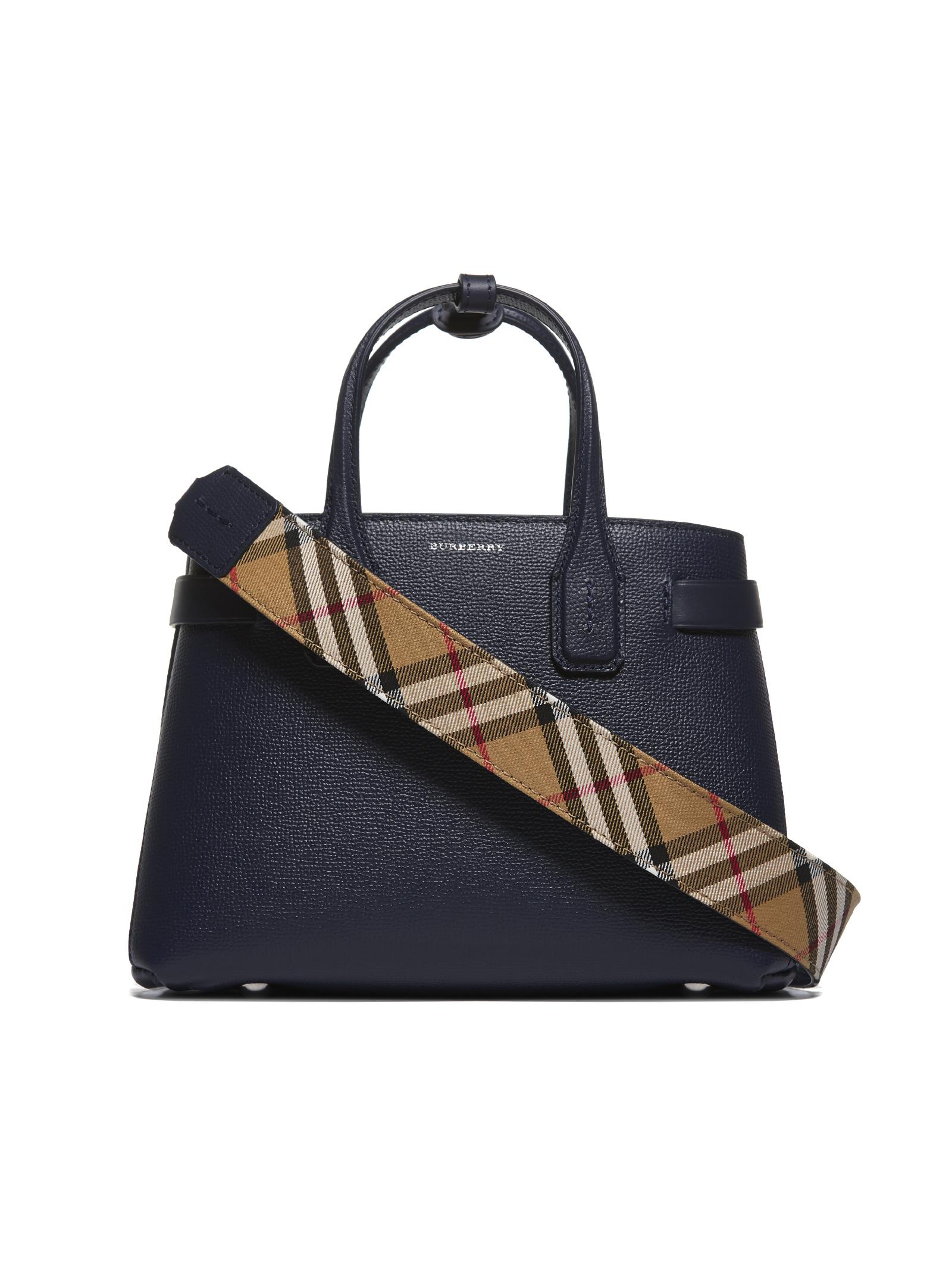Orphan menneskelige ressourcer Syd Burberry Leather Small Banner Tote Bag in Navy (Blue) - Lyst