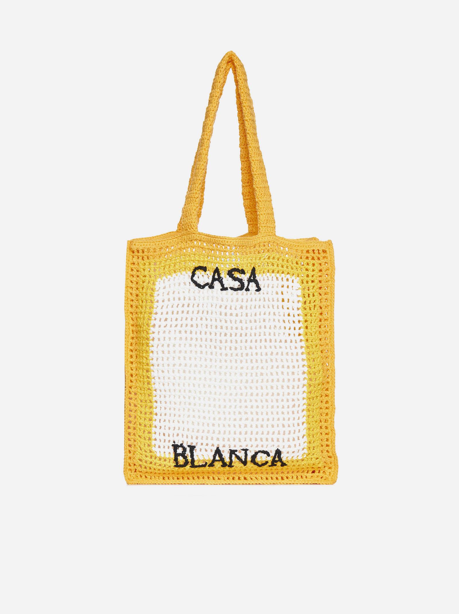 CASABLANCA Cuximala Crochet Cotton Tote Bag in Metallic Lyst