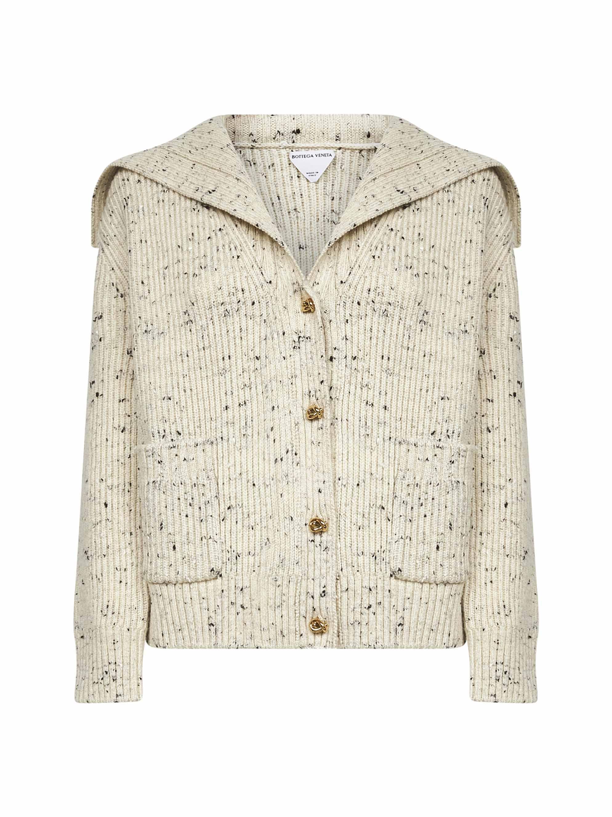 BOTTEGA VENETA. カーディガン ライトグレー メランジェカシミア カーディガン| Bottega Veneta