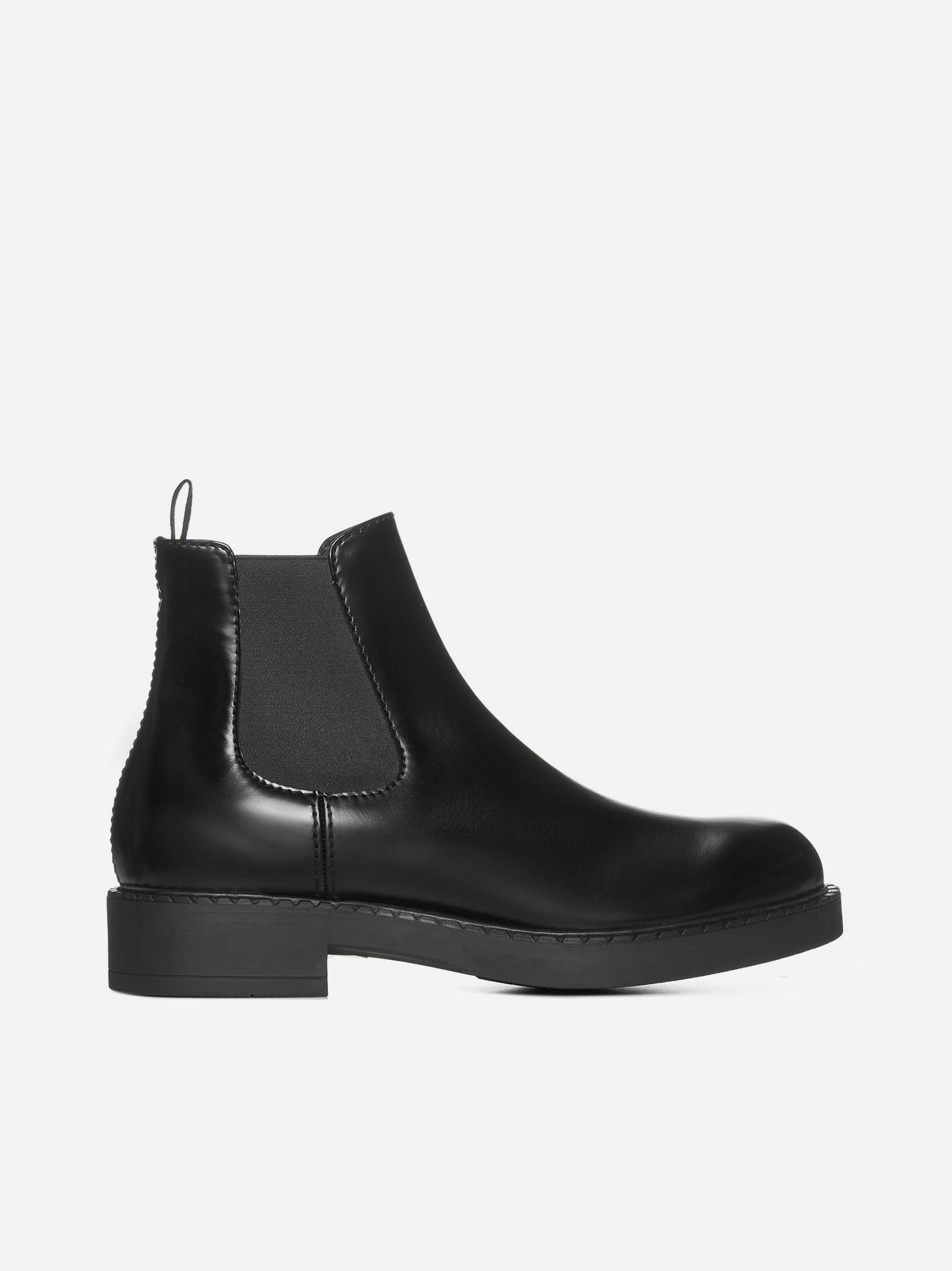 Prada Leather Chelsea Boots in Black for Men | Lyst