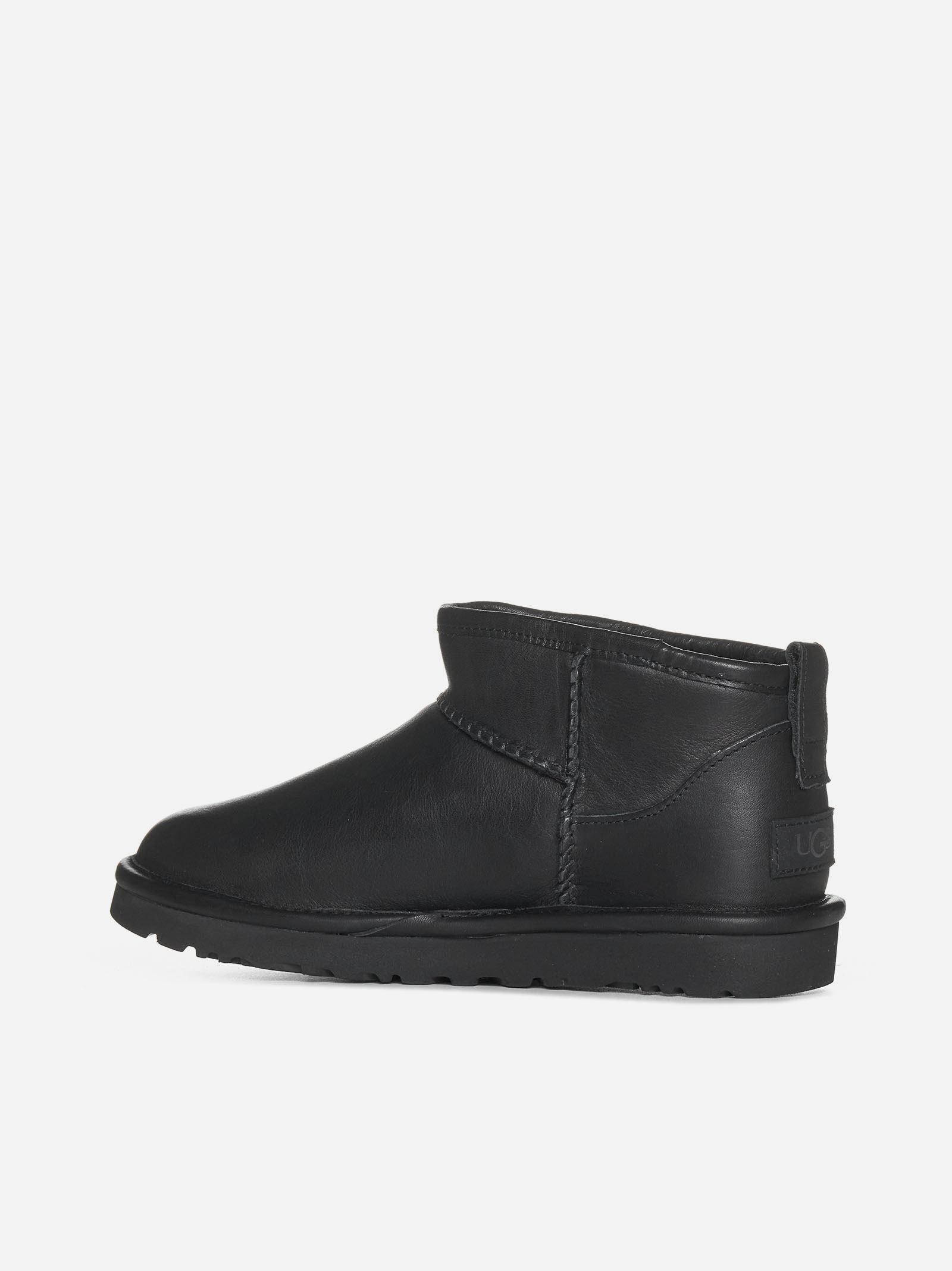 UGG Classic Leather Ultra Mini Boot in Black | Lyst