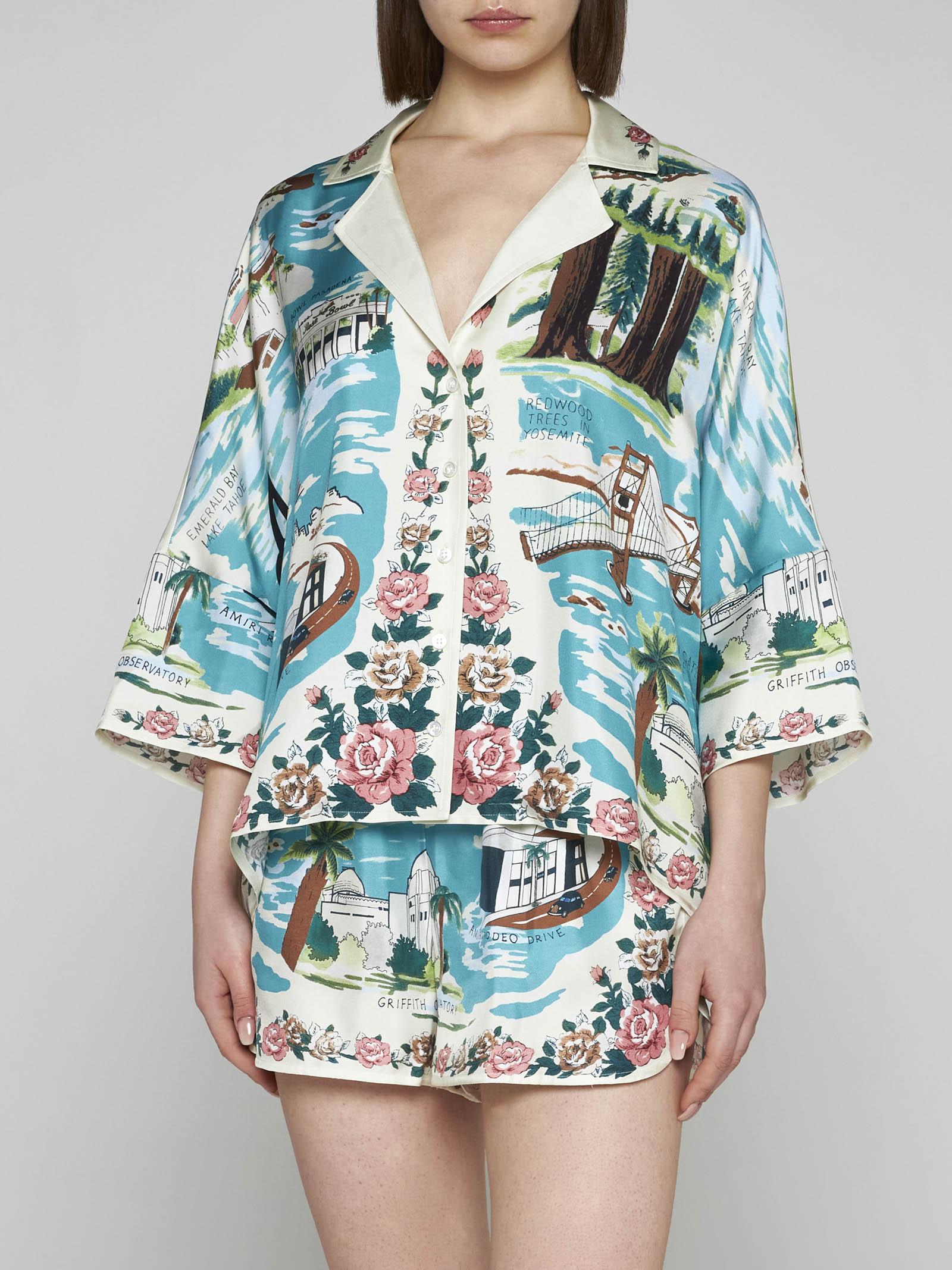 Shop Amiri California-Print Silk Hawaiian Shirt