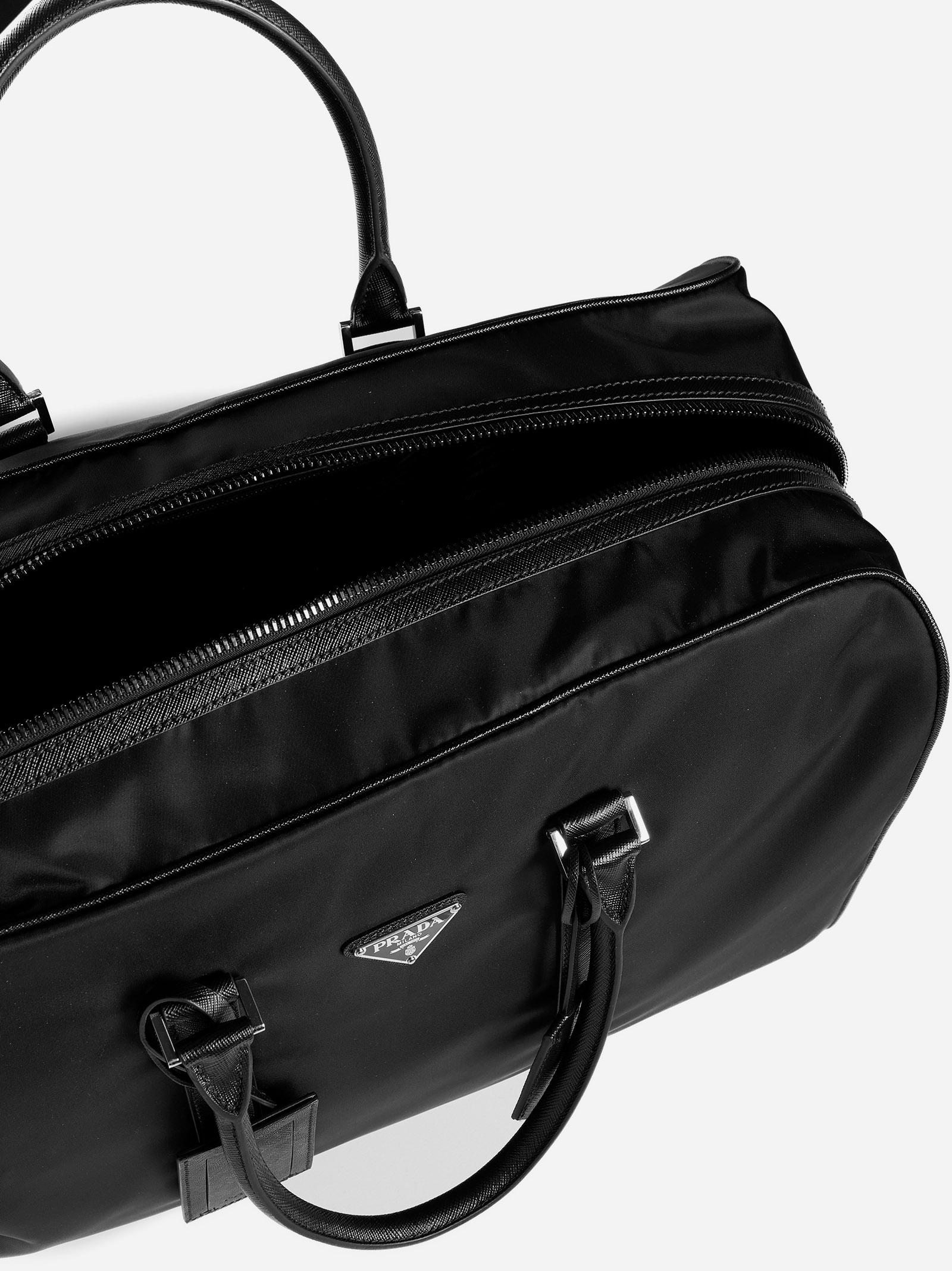 Re-Nylon and Saffiano leather duffle bag