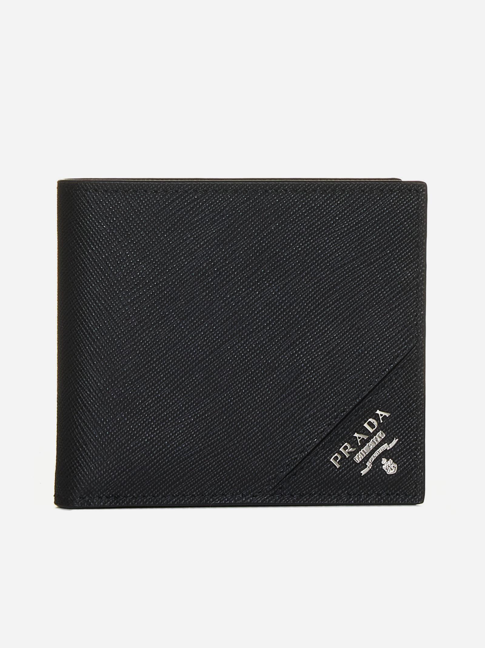 Prada Saffiano Metal Leather Money Clip Bifold Wallet
