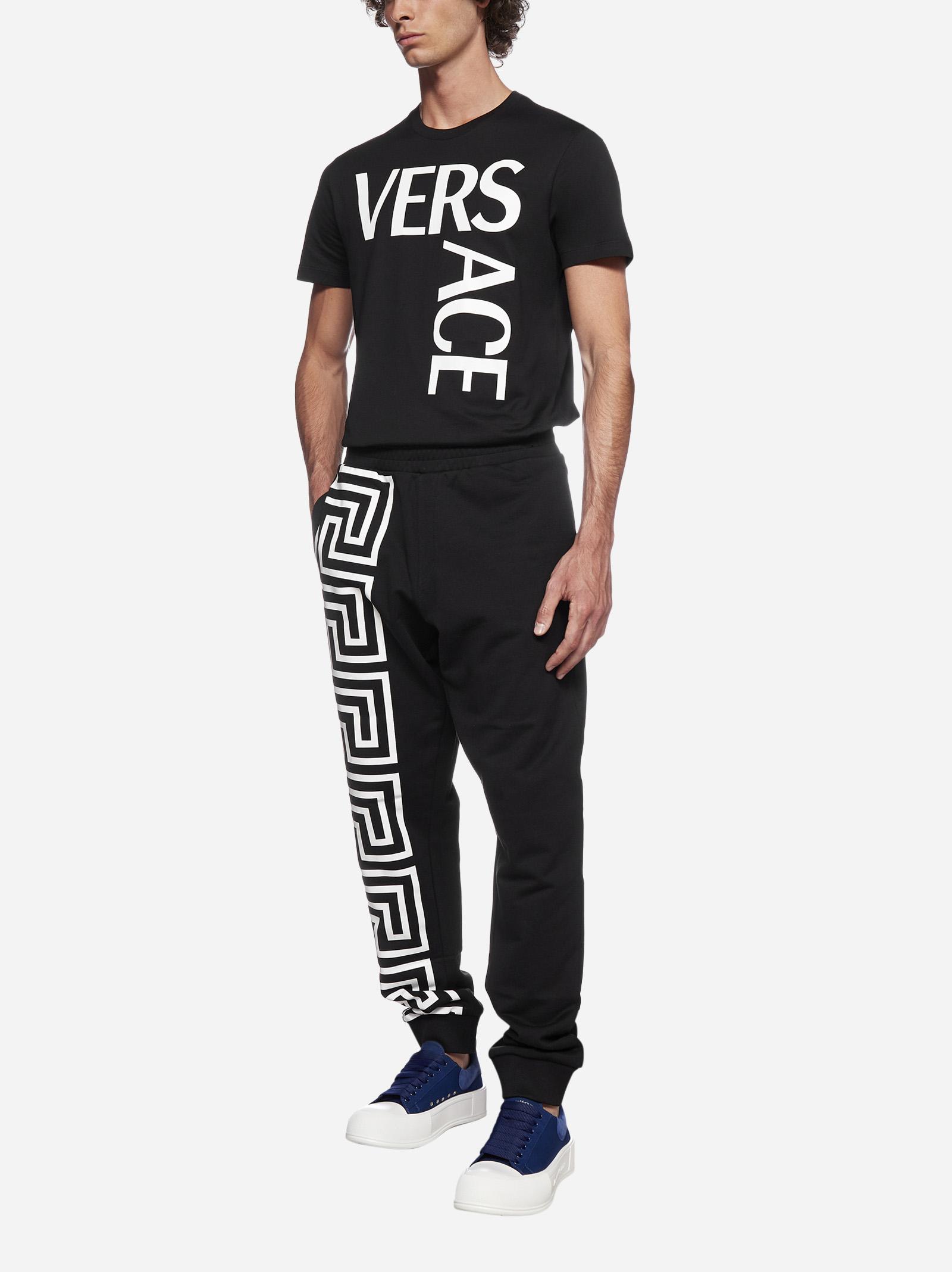 Versace Greca Print Cotton joggers in Black - Lyst