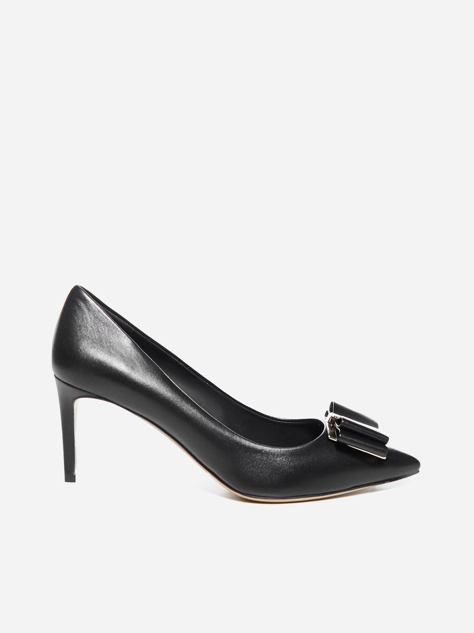 Ferragamo Zeri Double-bow Leather Pumps in Black - Lyst