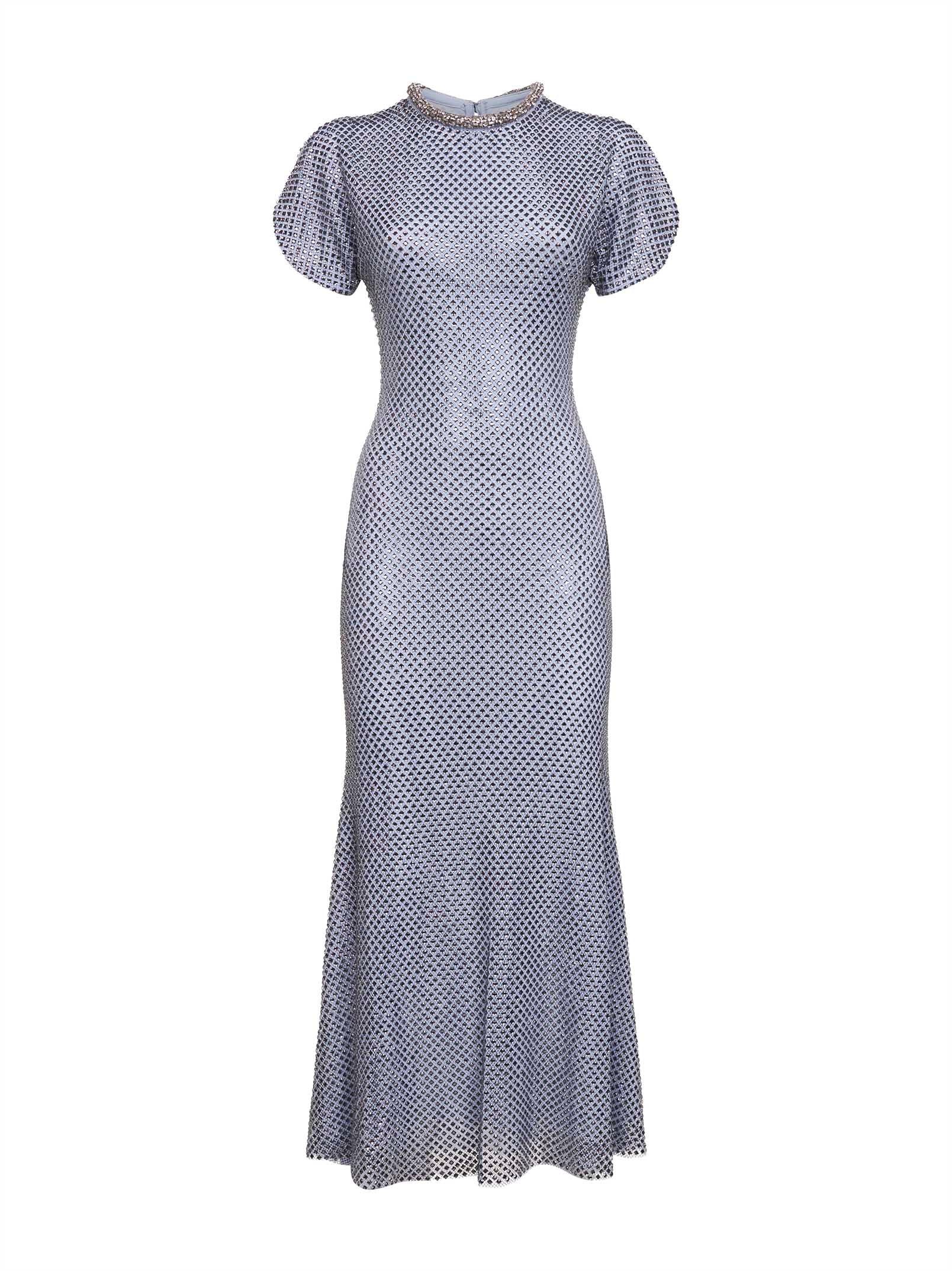 Lace Maxi Dress Self Portrait Abito Azzurro Self-Portrait Rhinestone Mesh  Midi Dress In Purple Lyst